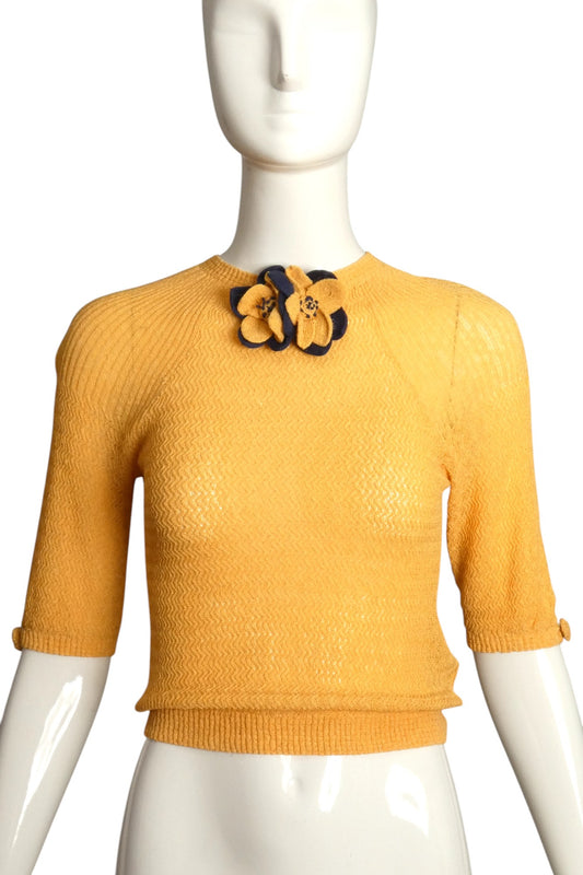 1930s Yellow Knit Top, Size 4