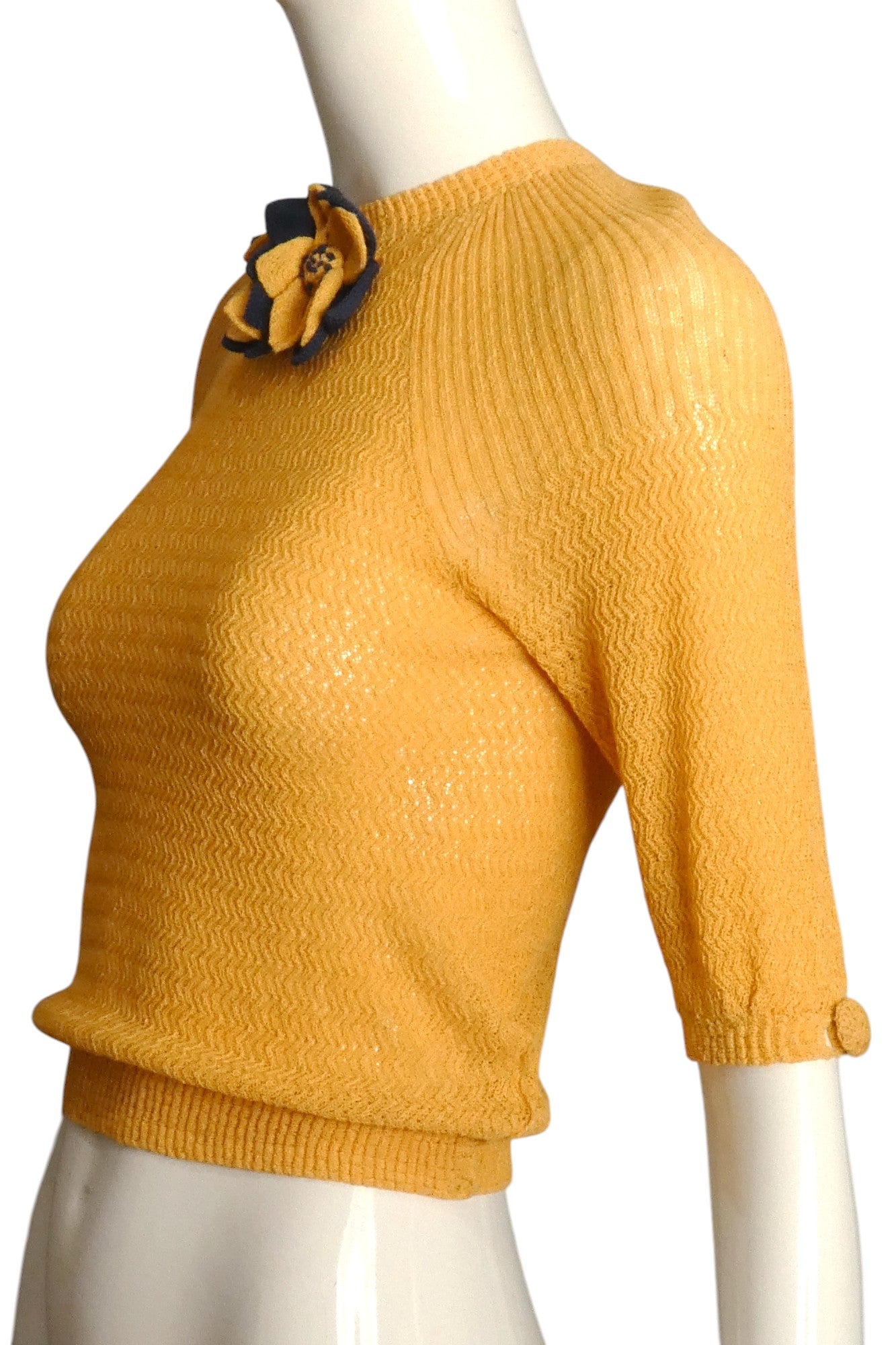 1930s Yellow Knit Top, Size 4