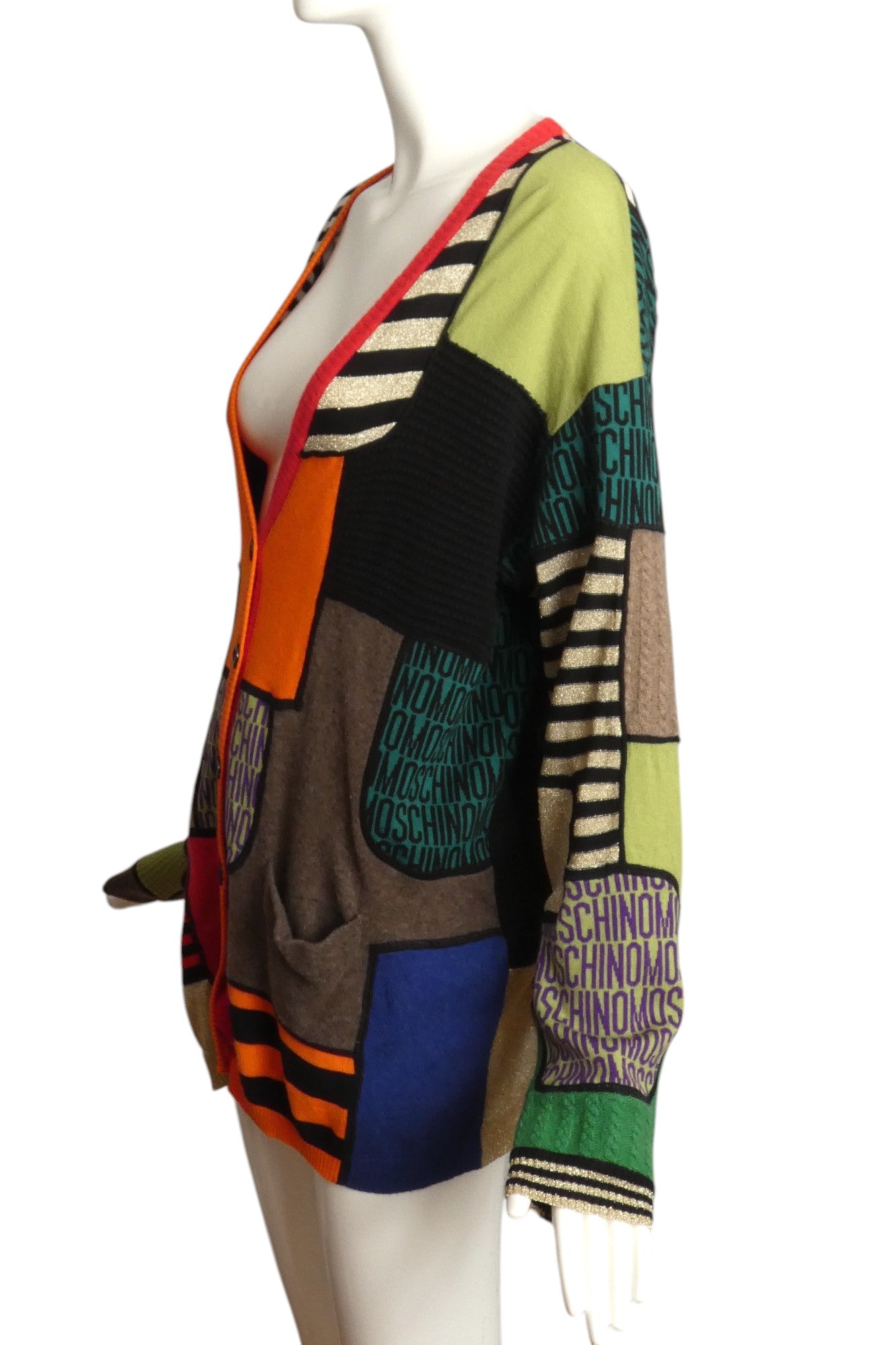 MOSCHINO COUTURE! Fabric Block Knit Cardigan, Size 10