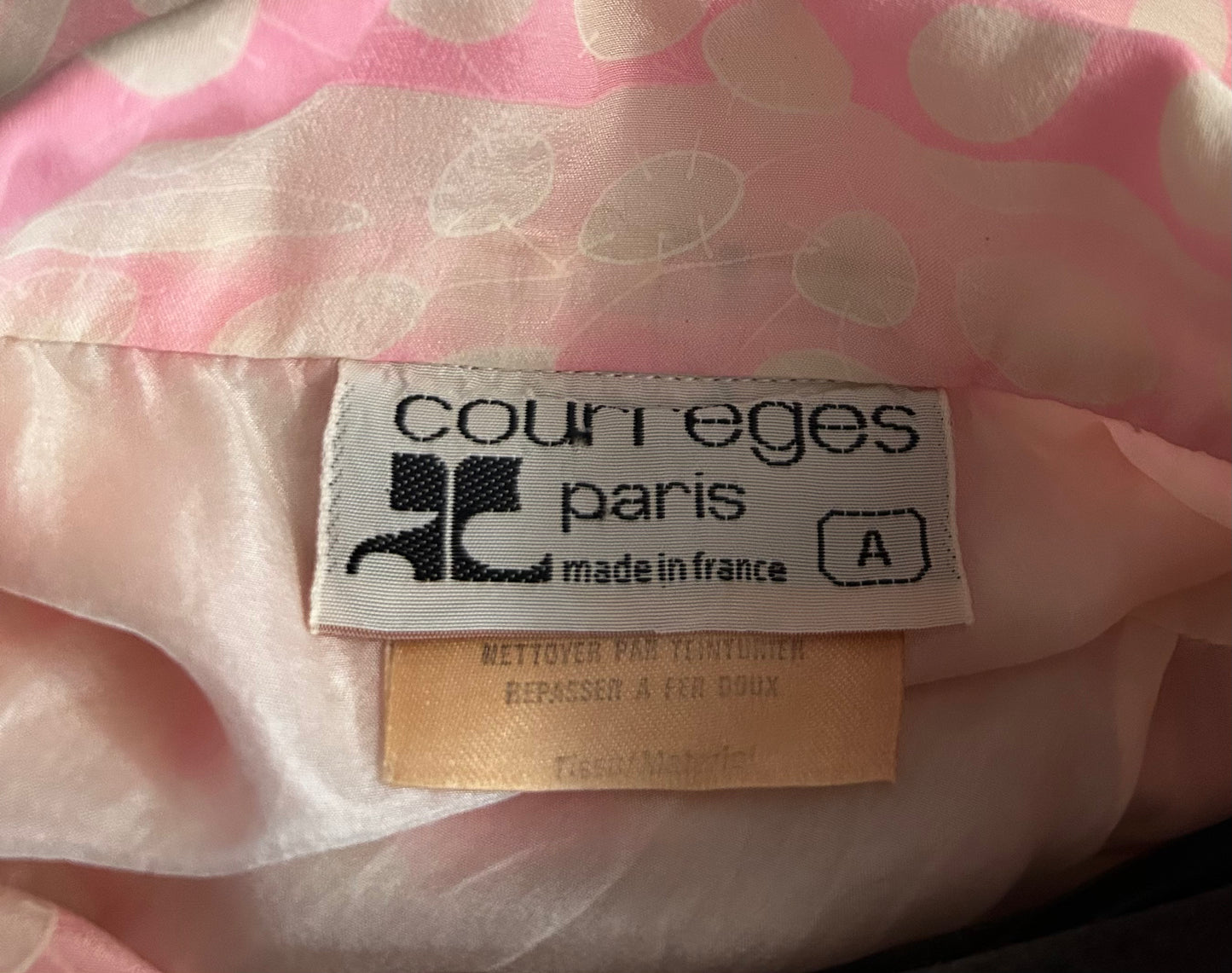 COURREGES- 1990s Pink & White Silk Jumpsuit, Size 6
