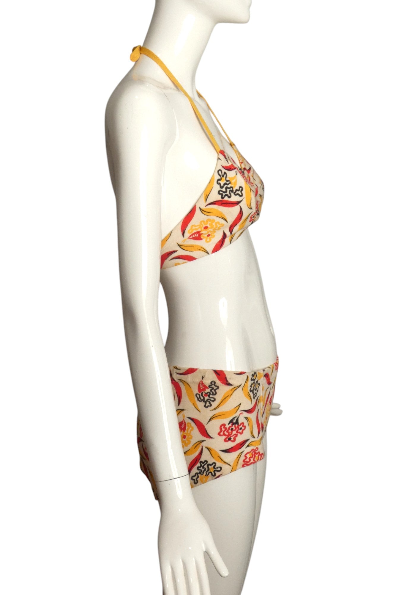 1940s Floral Print 2pc Swimsuit, Size 6