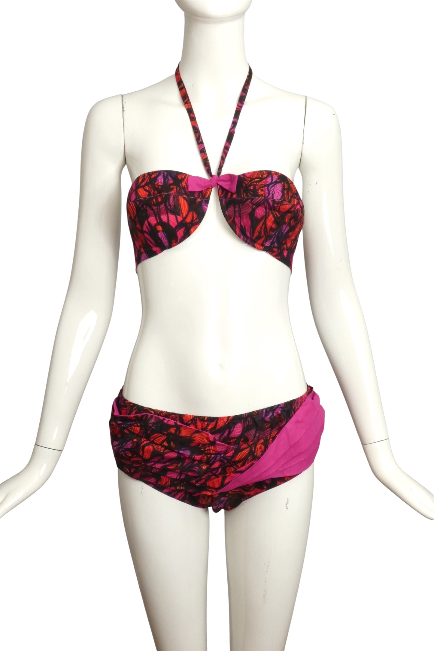 1960s 2pc Multi Color Cotton Swimsuit, Size 10