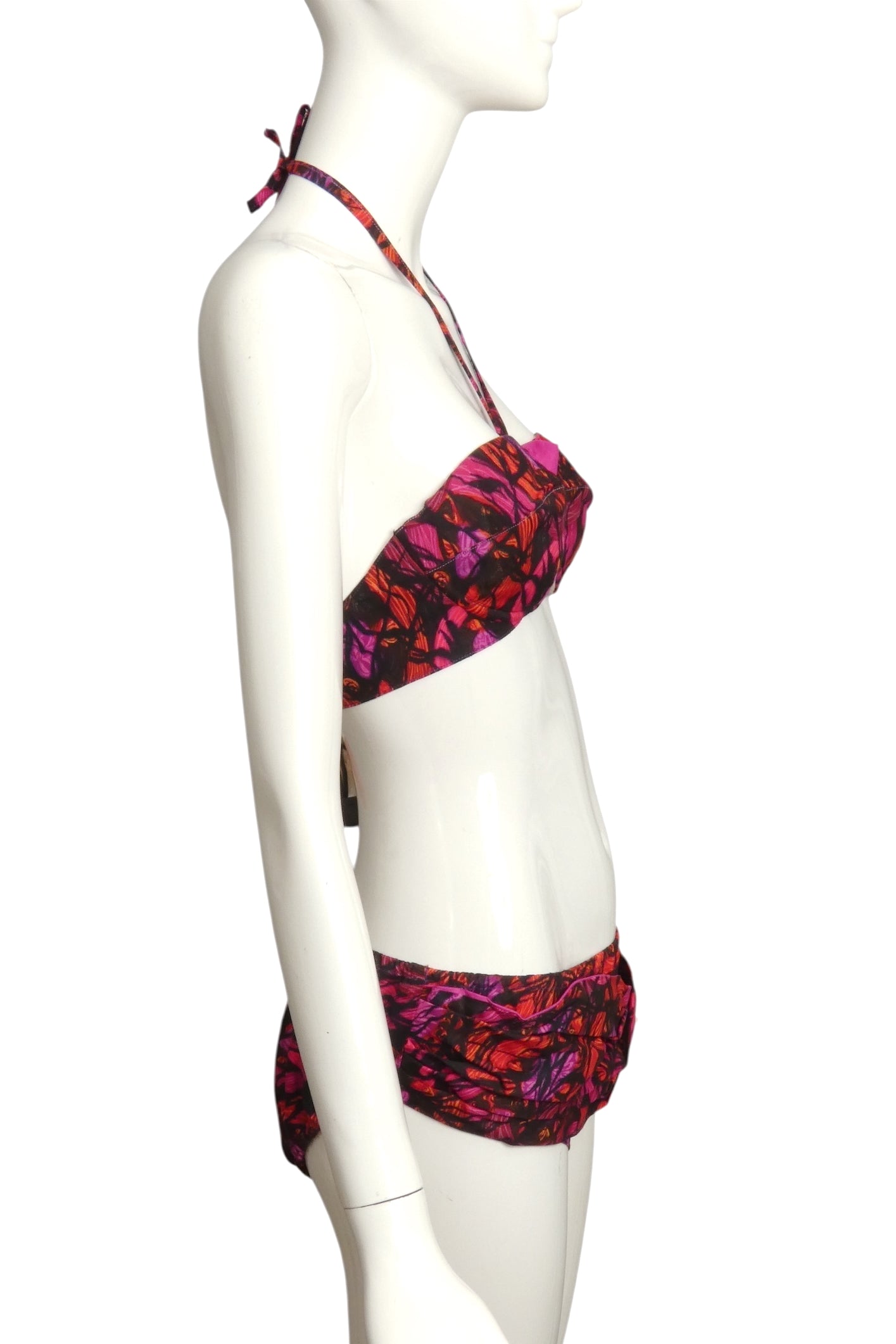 1960s 2pc Multi Color Cotton Swimsuit, Size 10