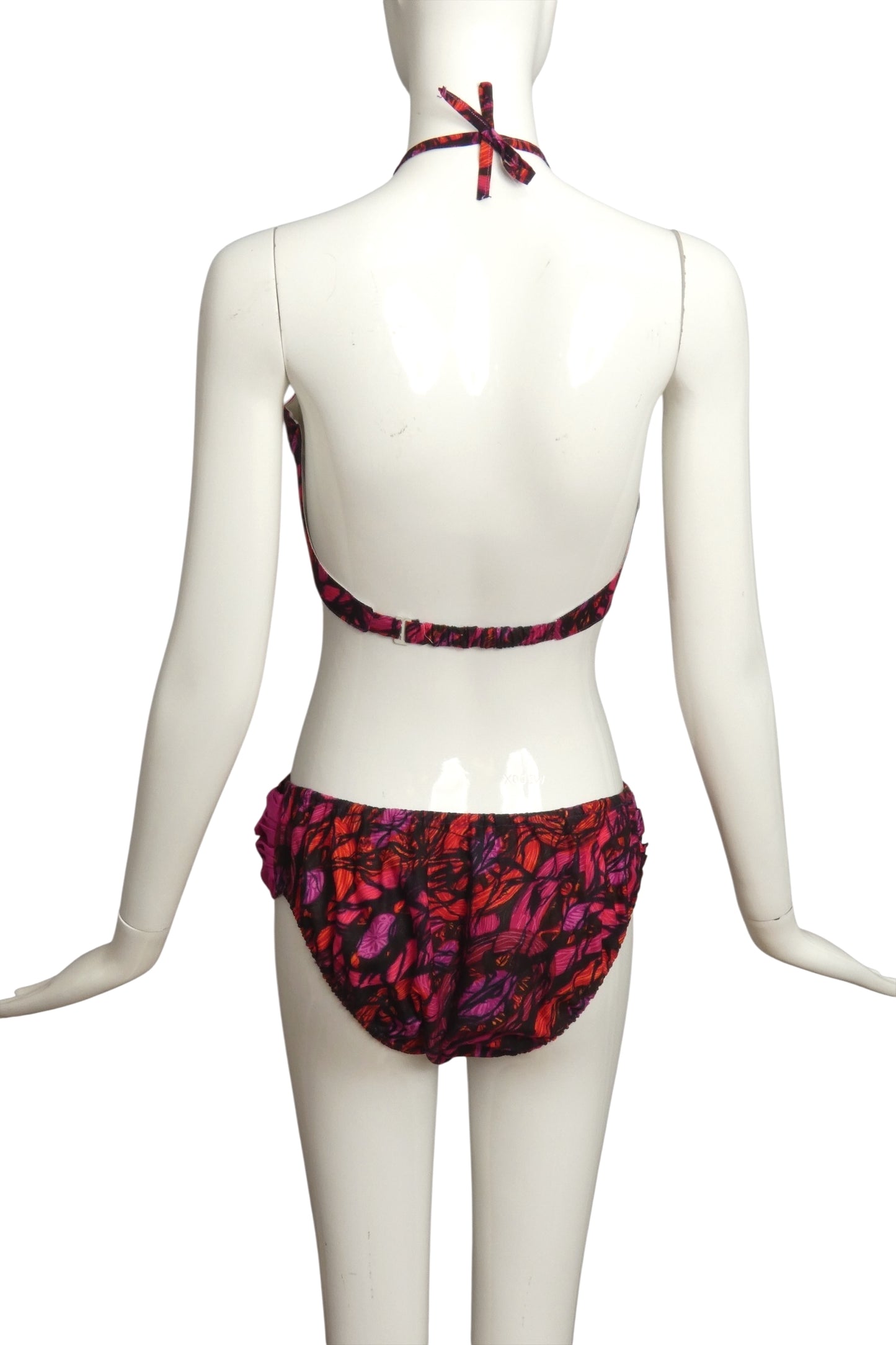 1960s 2pc Multi Color Cotton Swimsuit, Size 10