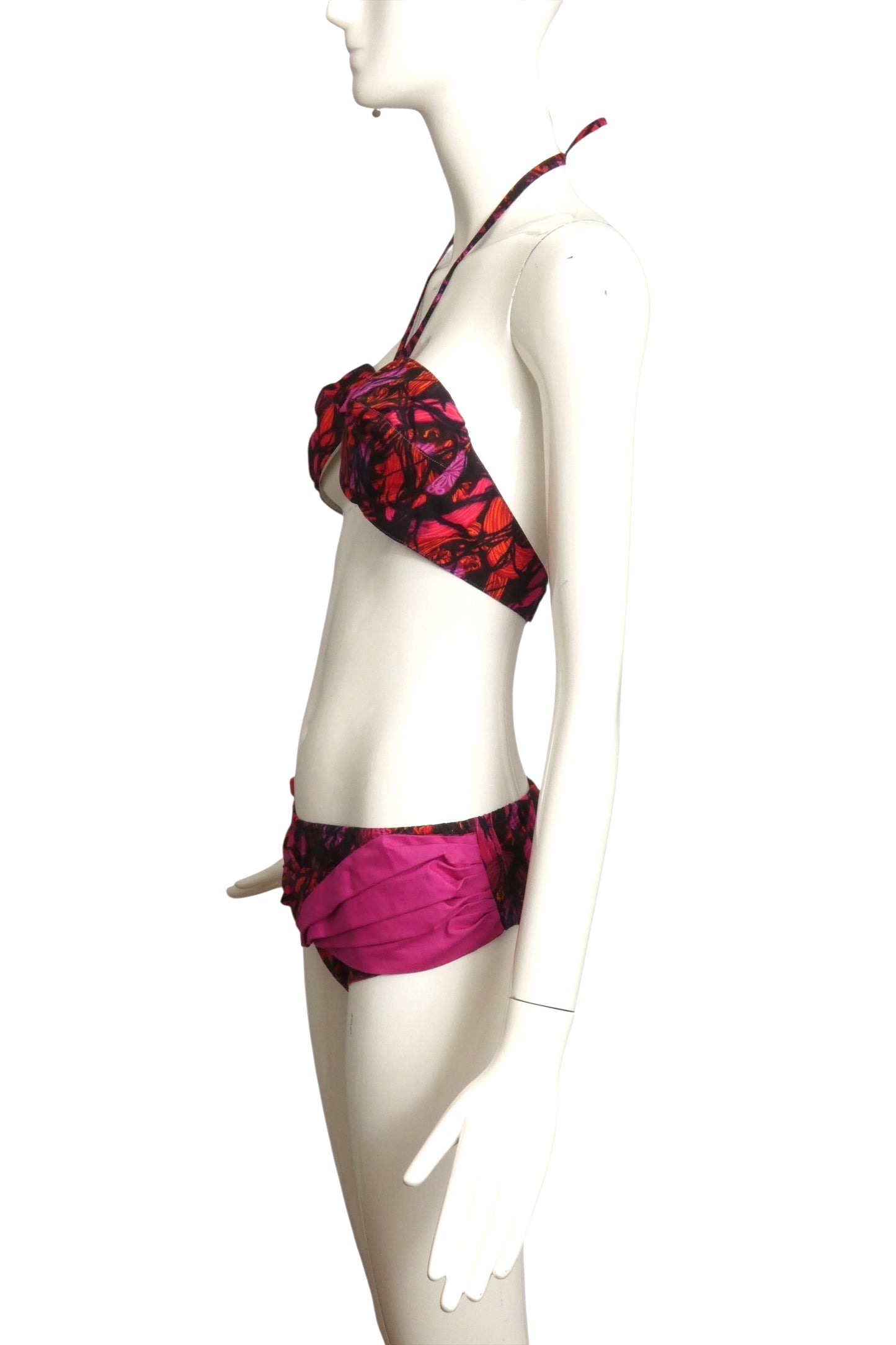 1960s 2pc Multi Color Cotton Swimsuit, Size 10