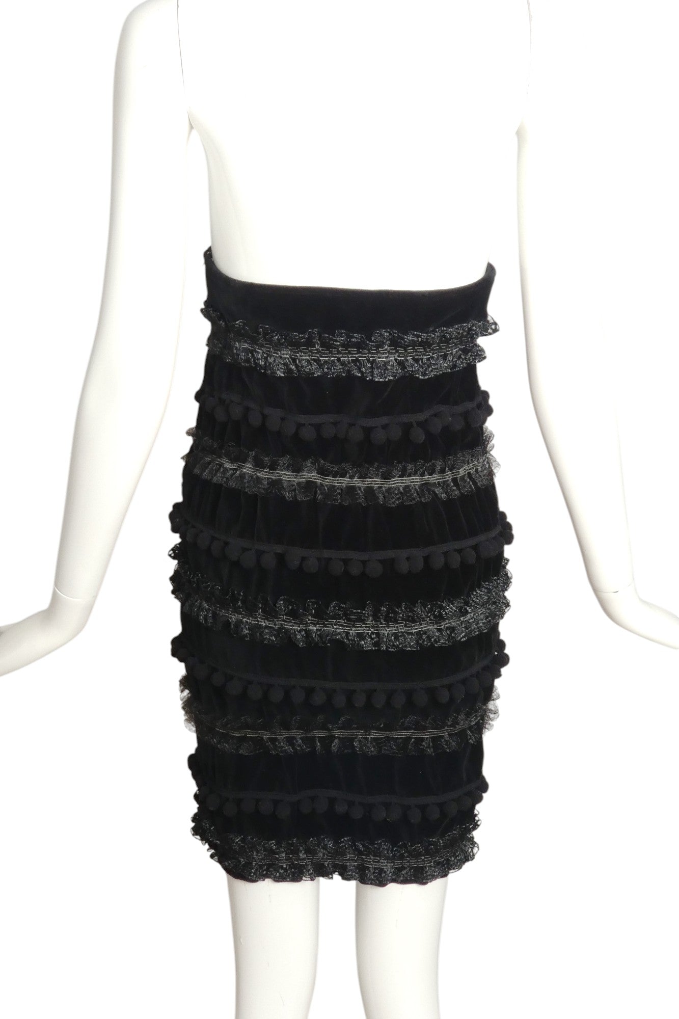 CHRISTIAN LACROIX- 1980s Black Velvet Pom Pom Skirt, Size 2