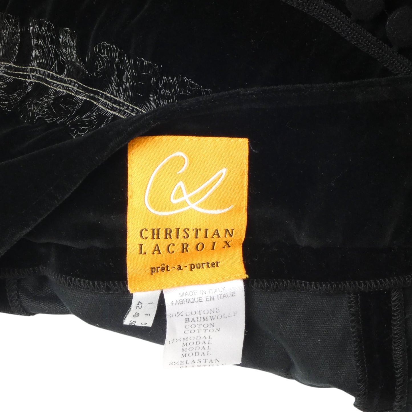 CHRISTIAN LACROIX- 1980s Black Velvet Pom Pom Skirt, Size 2