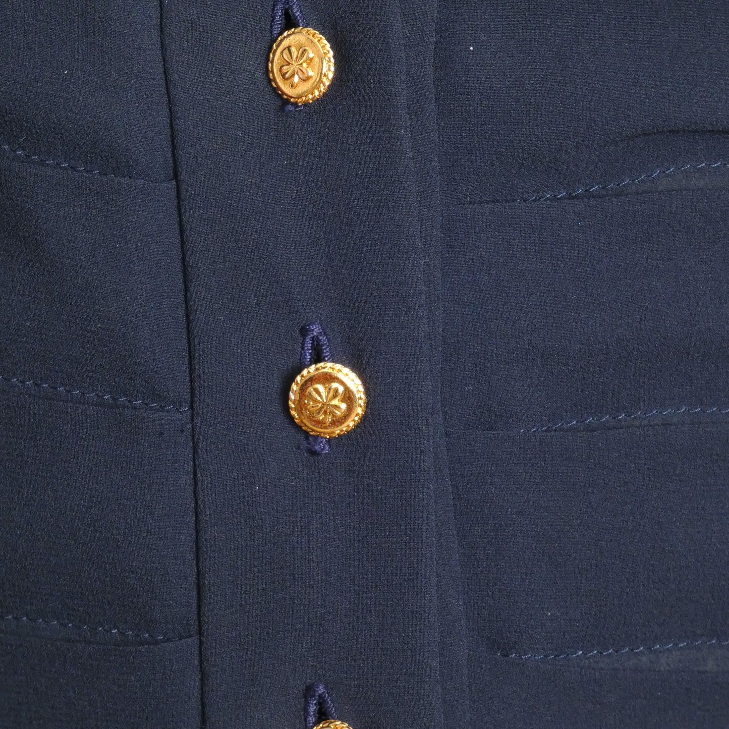 CHANEL BOUTIQUE- 1980s Navy Pleated Chiffon Dress, Size 12