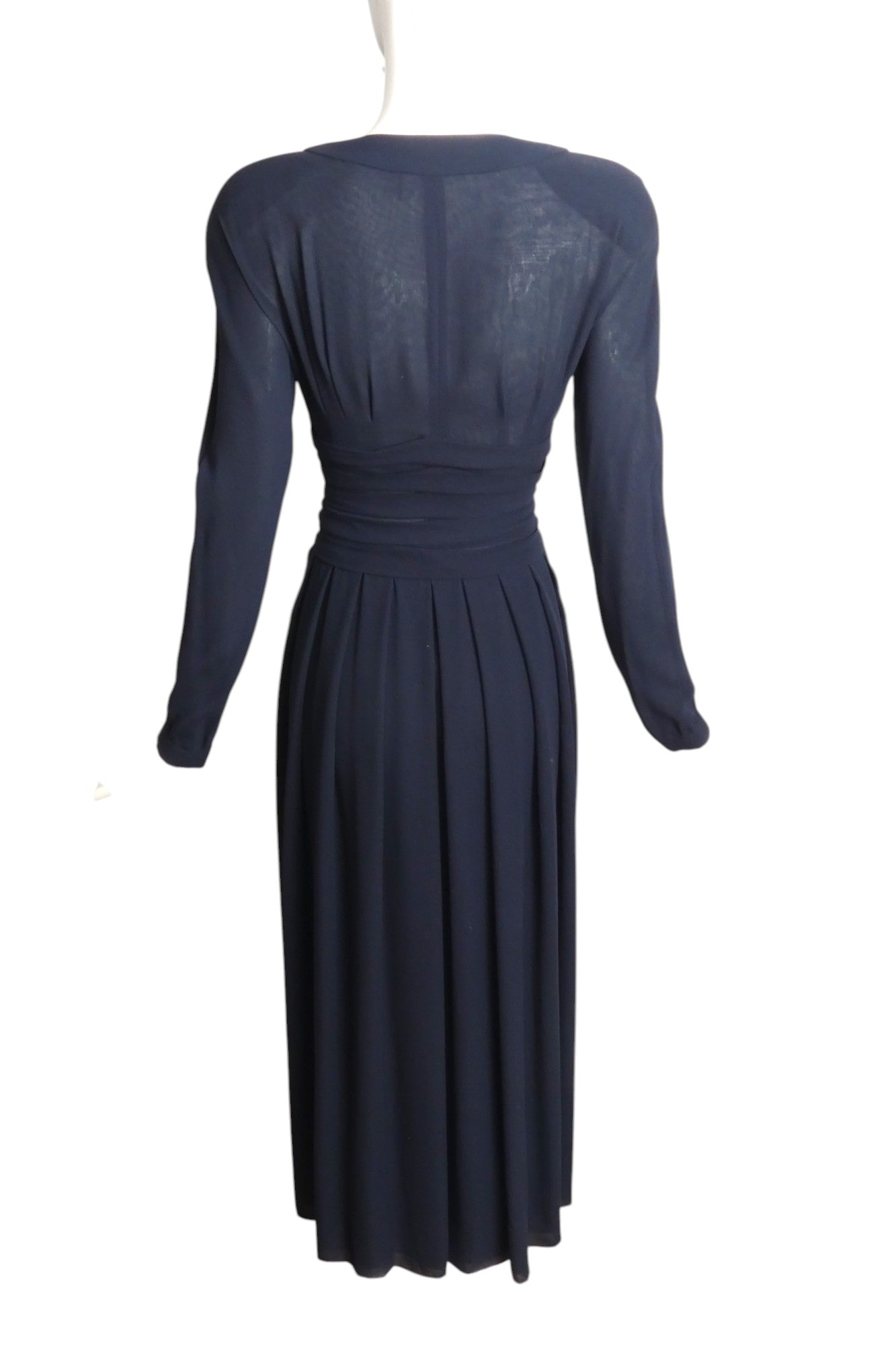 CHANEL BOUTIQUE- 1980s Navy Pleated Chiffon Dress, Size 12