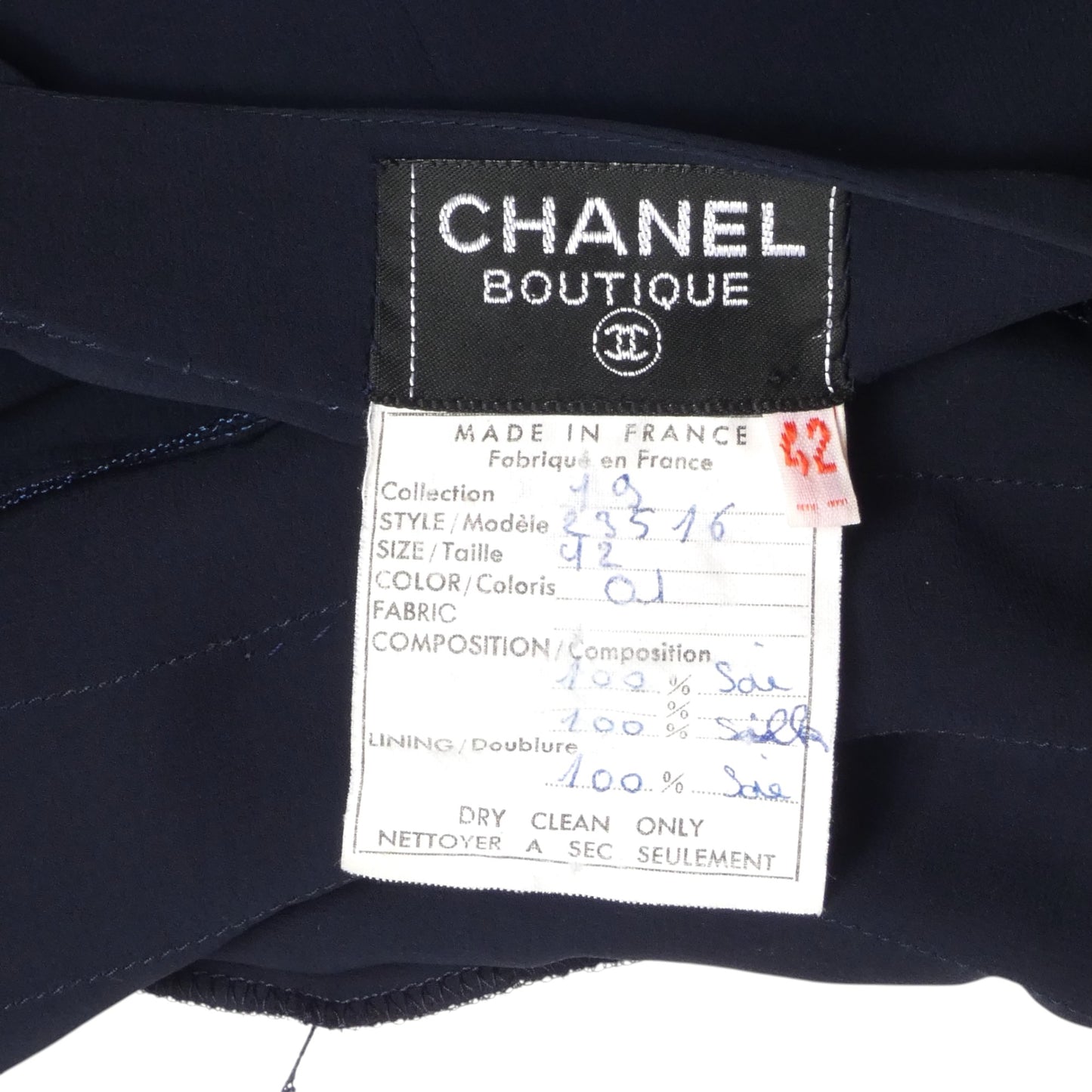 CHANEL BOUTIQUE- 1980s Navy Pleated Chiffon Dress, Size 12