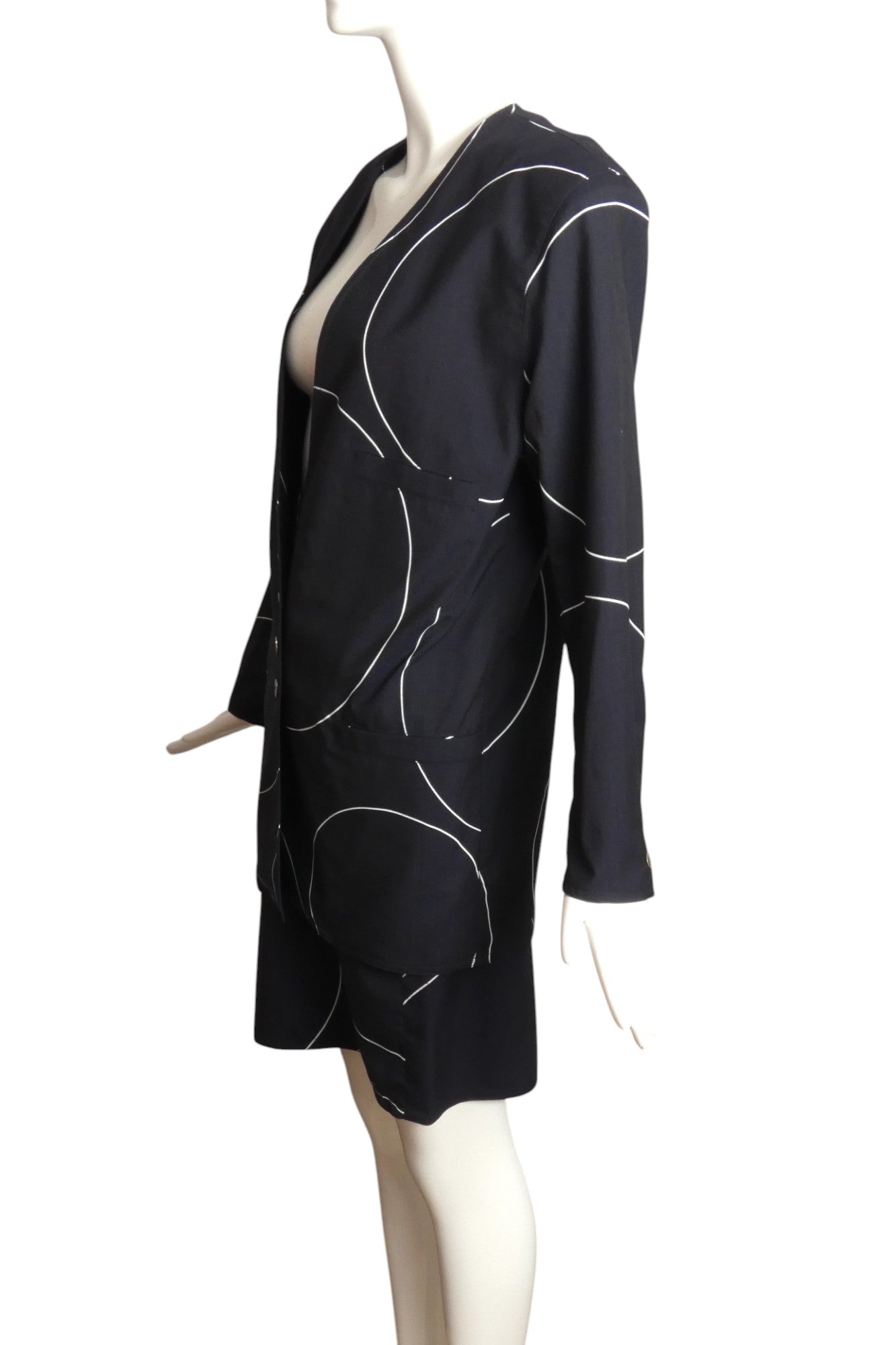GIANNI VERSACE- 1980s Black & White Skirt Suit, Size 10