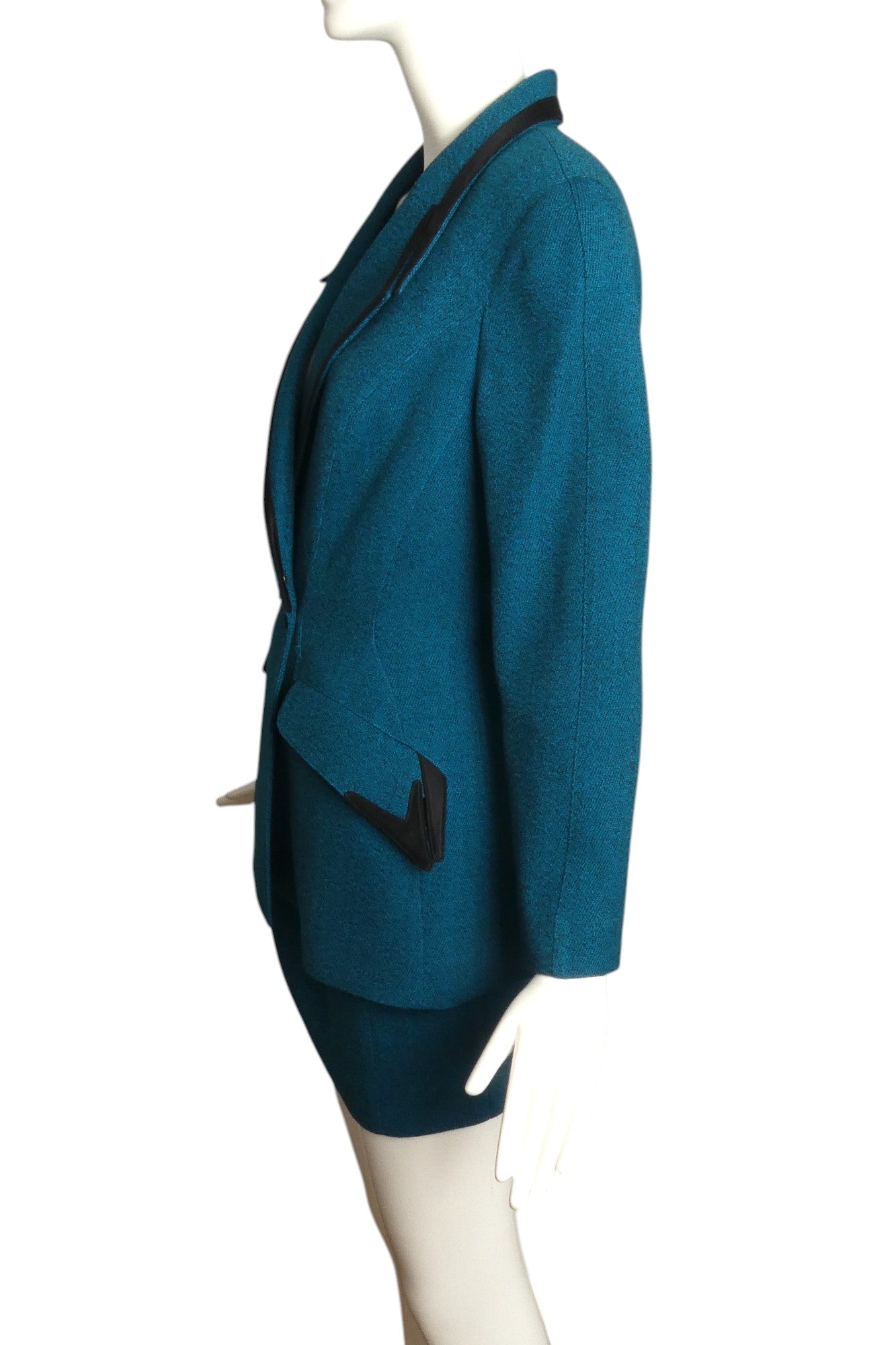 THIERRY MUGLER- 1980s Blue Wool Skirt Suit, Size 6
