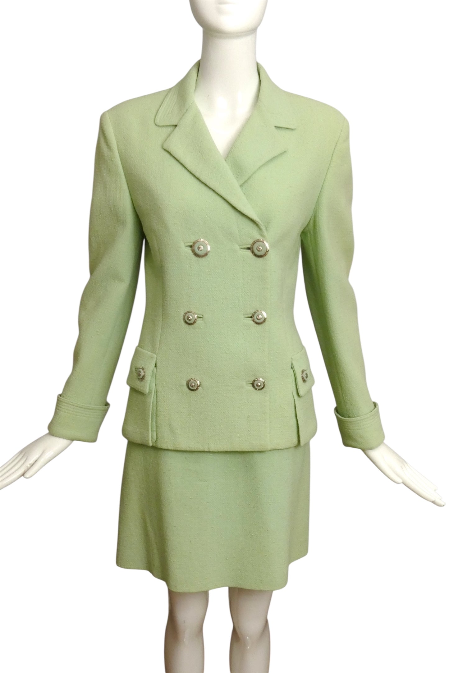 GIANNI VERSACE- 1994 Green Wool Skirt Suit, Size 4