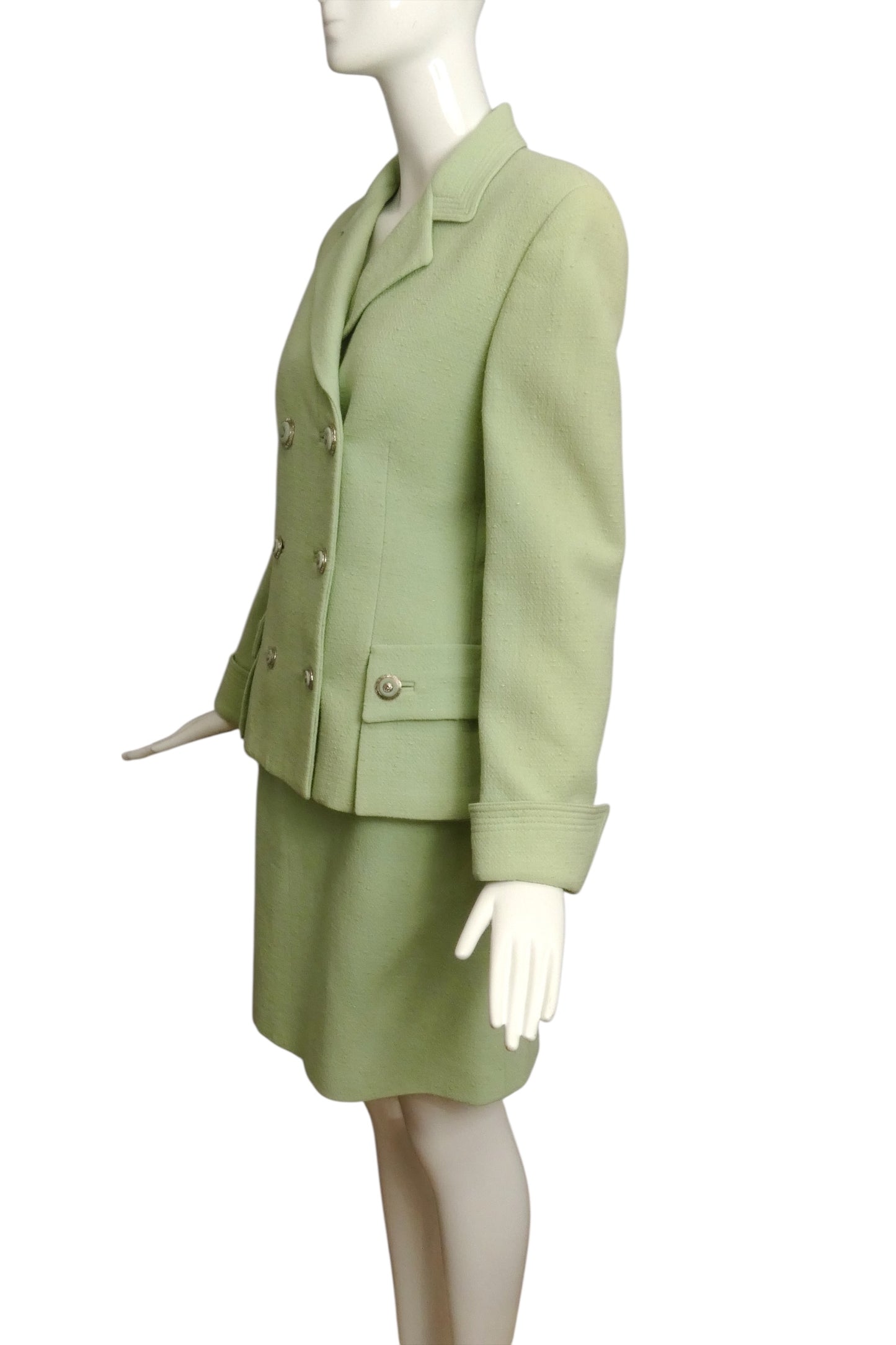 GIANNI VERSACE- 1994 Green Wool Skirt Suit, Size 4