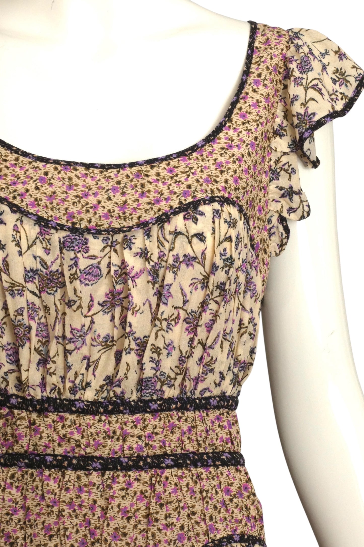 ULLA JOHNSON- Fabric Block Floral Dress, Size 8