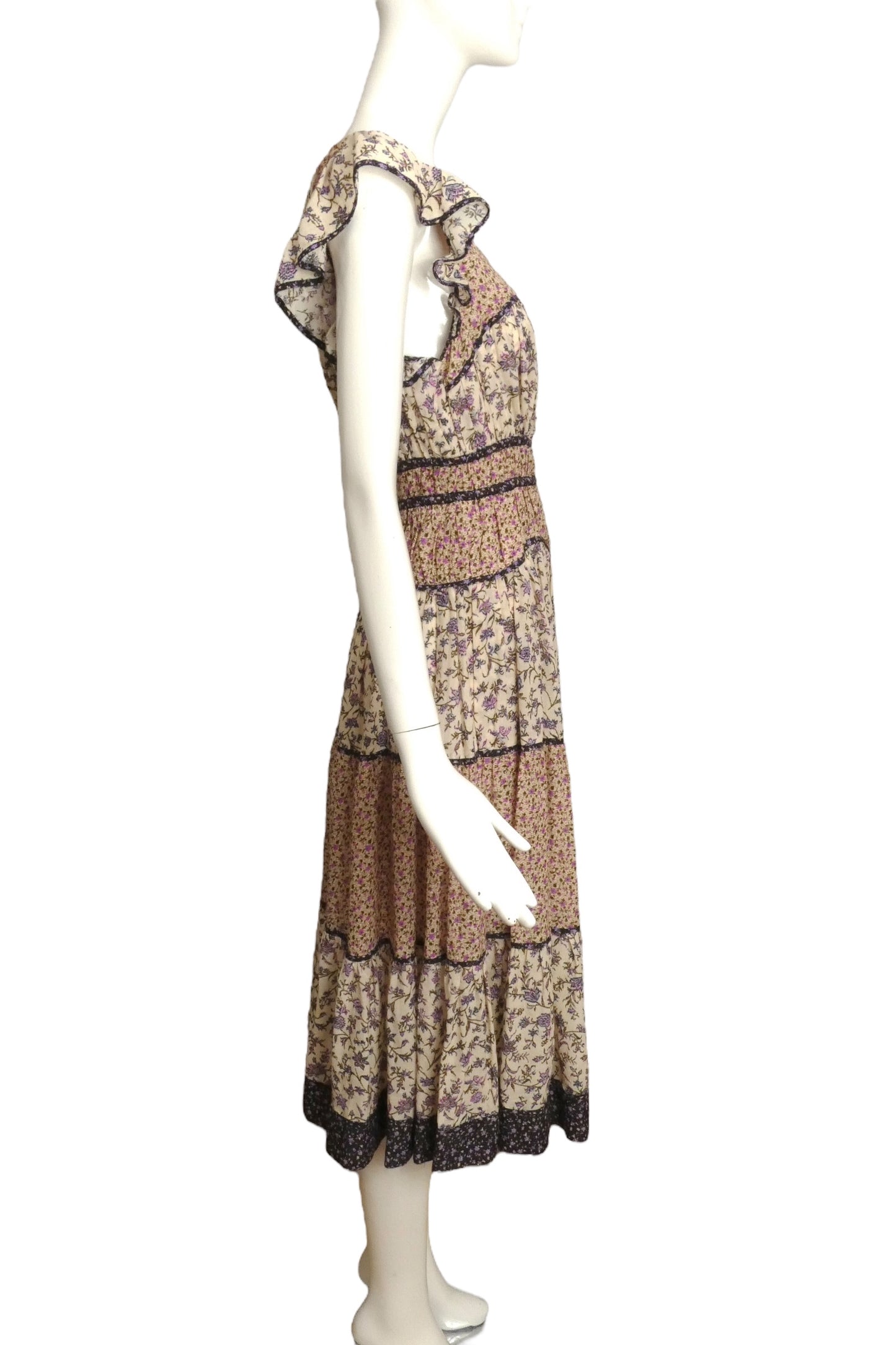 ULLA JOHNSON- Fabric Block Floral Dress, Size 8