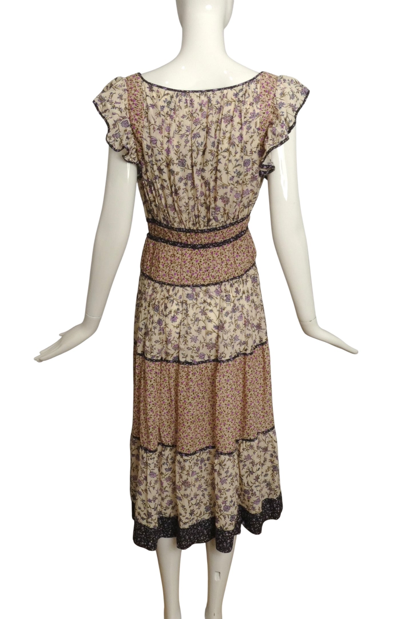 ULLA JOHNSON- Fabric Block Floral Dress, Size 8