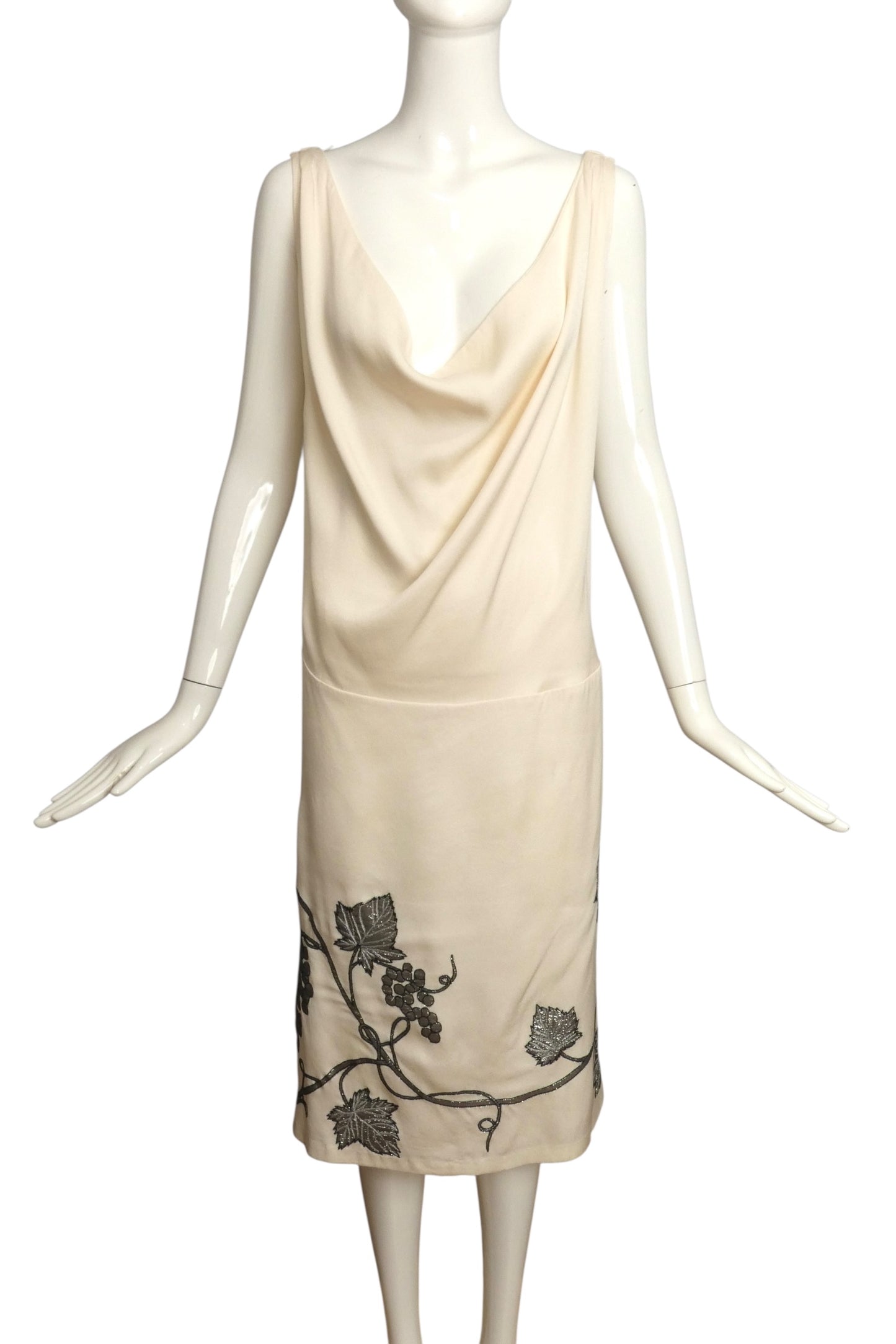 ALEXANDER MCQUEEN- 2007 Embroidered Silk Dress, Size 8