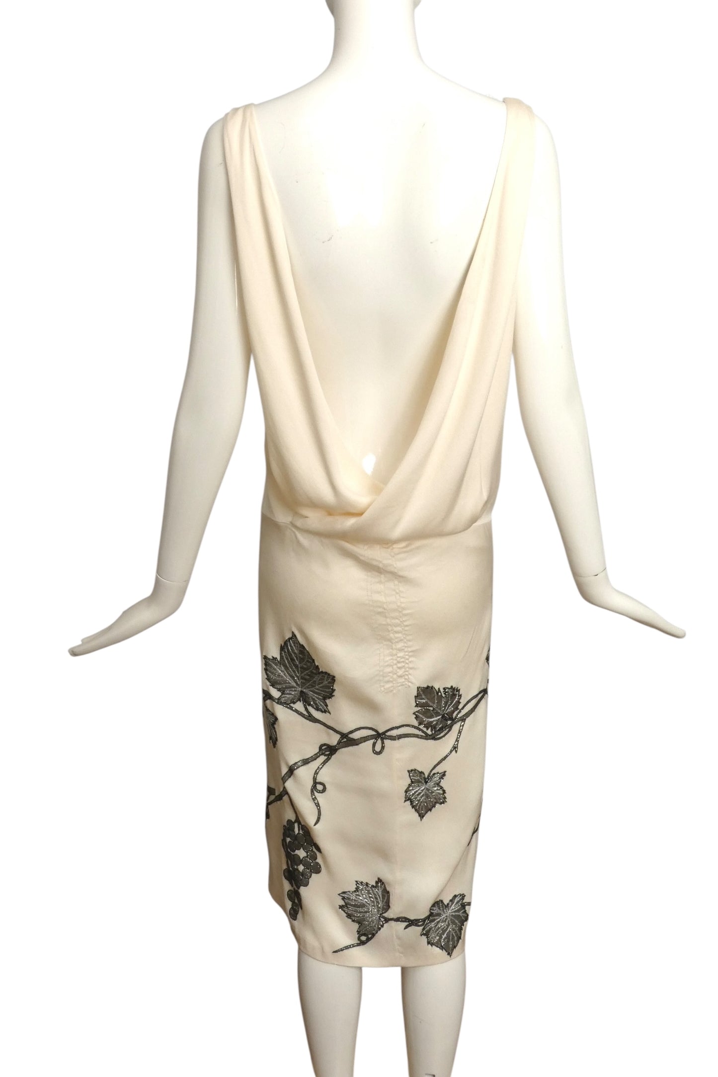 ALEXANDER MCQUEEN- 2007 Embroidered Silk Dress, Size 8