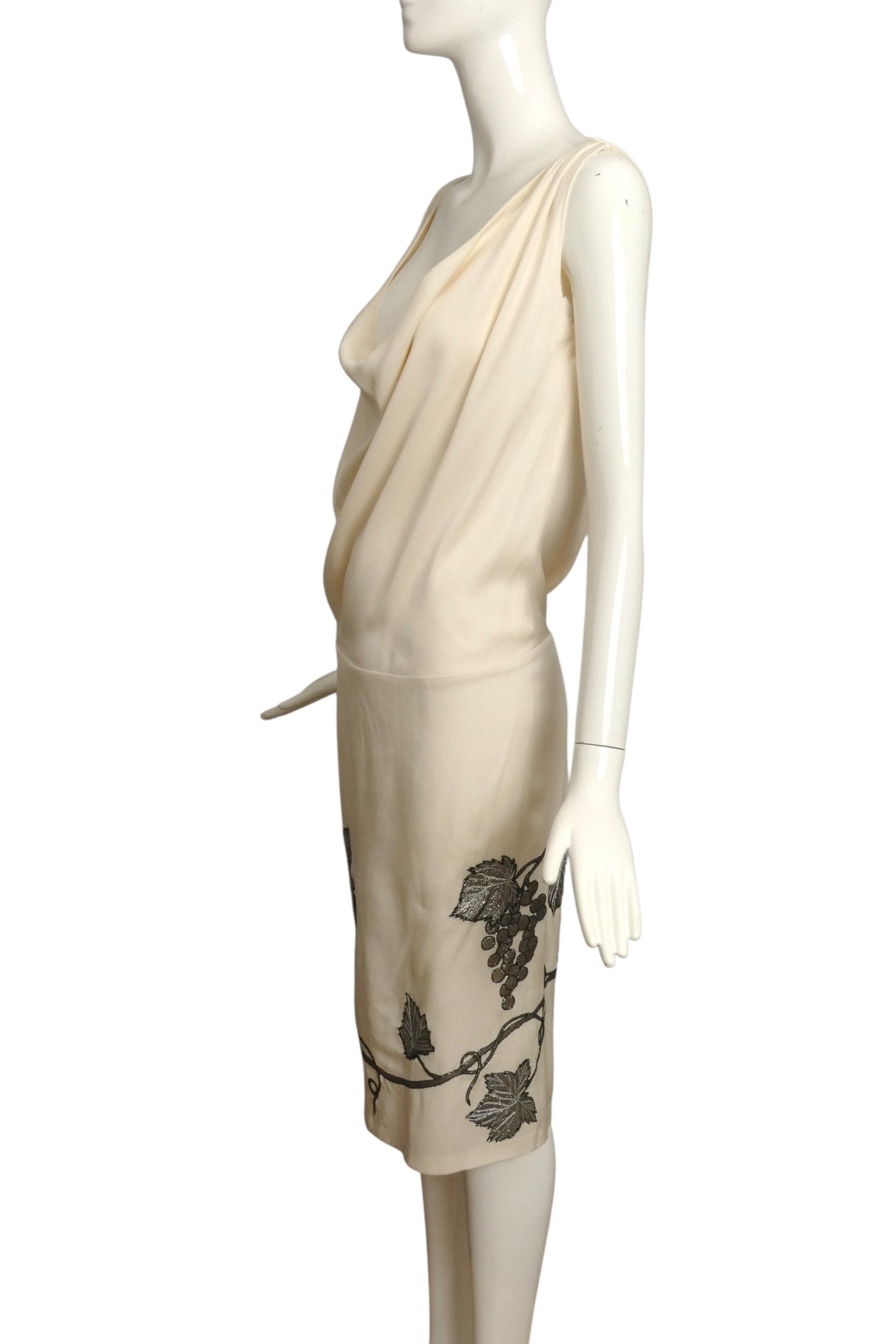 ALEXANDER MCQUEEN- 2007 Embroidered Silk Dress, Size 8
