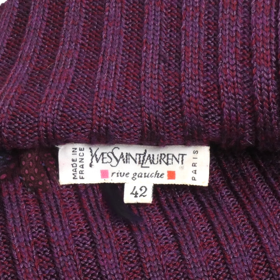 YVES SAINT LAURENT- 1980s Purple Sweater Vest w/ Feathers, Size 4