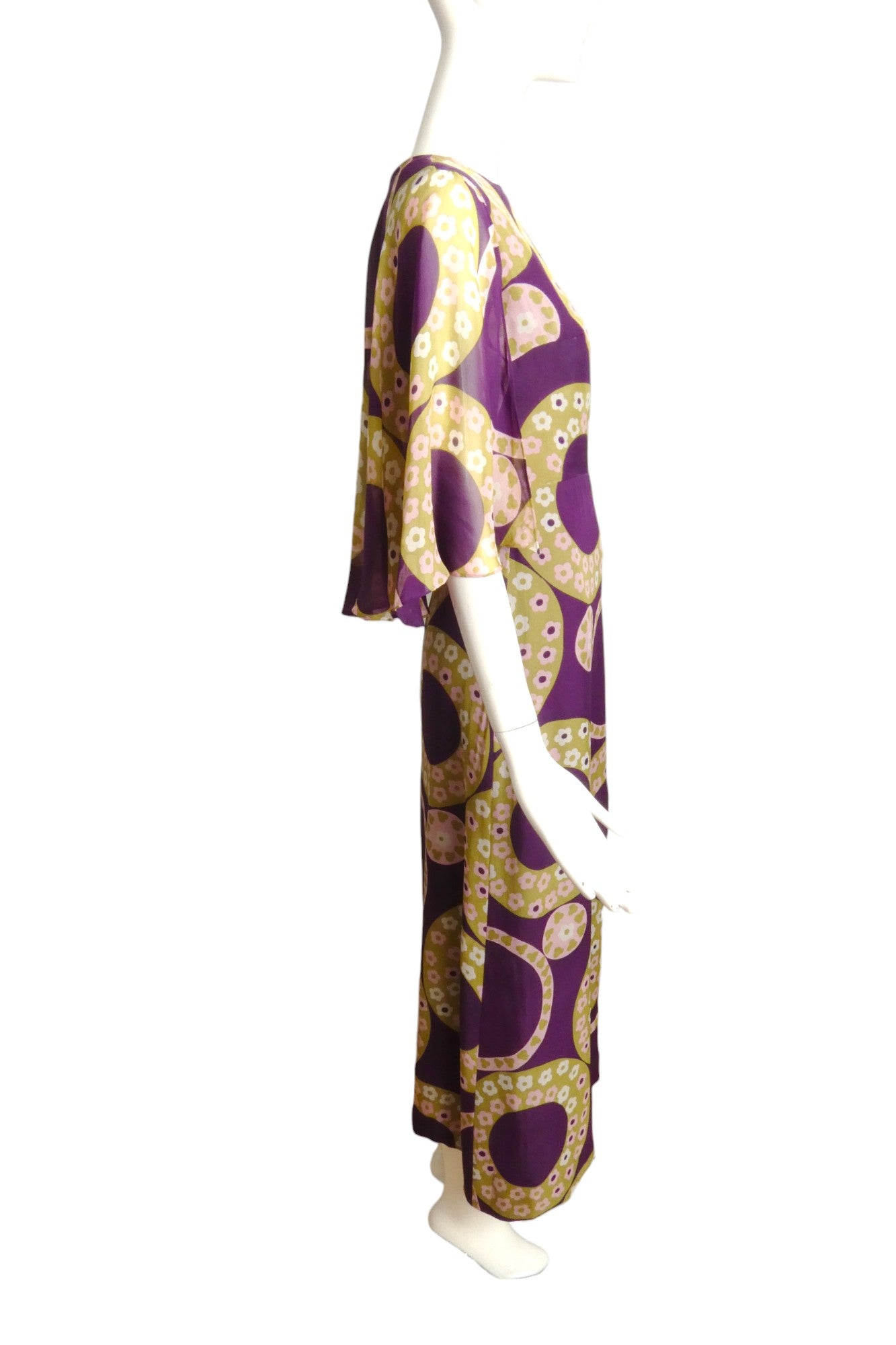 SORELL FONTANA- 1960s Printed Chiffon Dress, Size 6