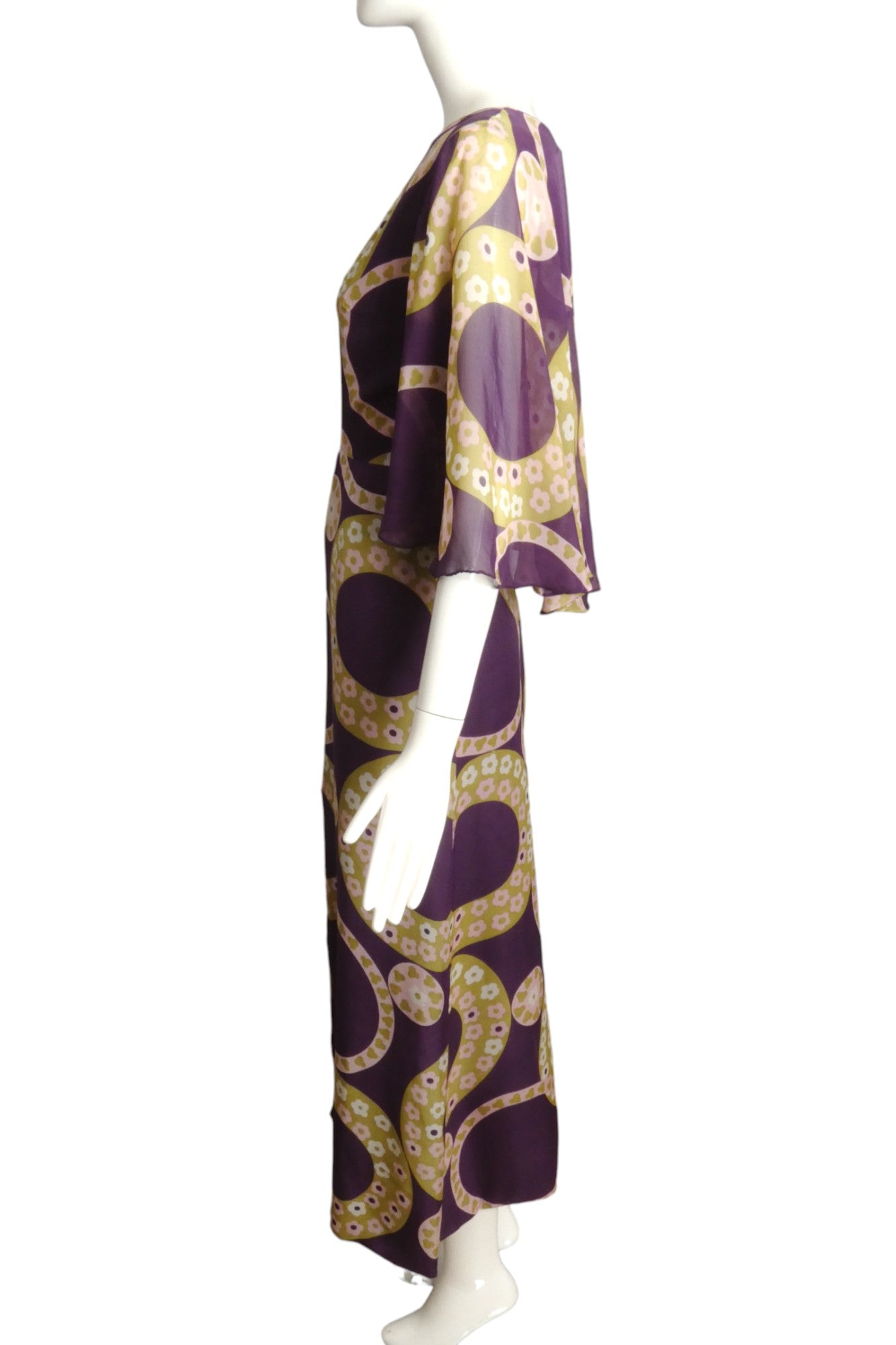 SORELL FONTANA- 1960s Printed Chiffon Dress, Size 6