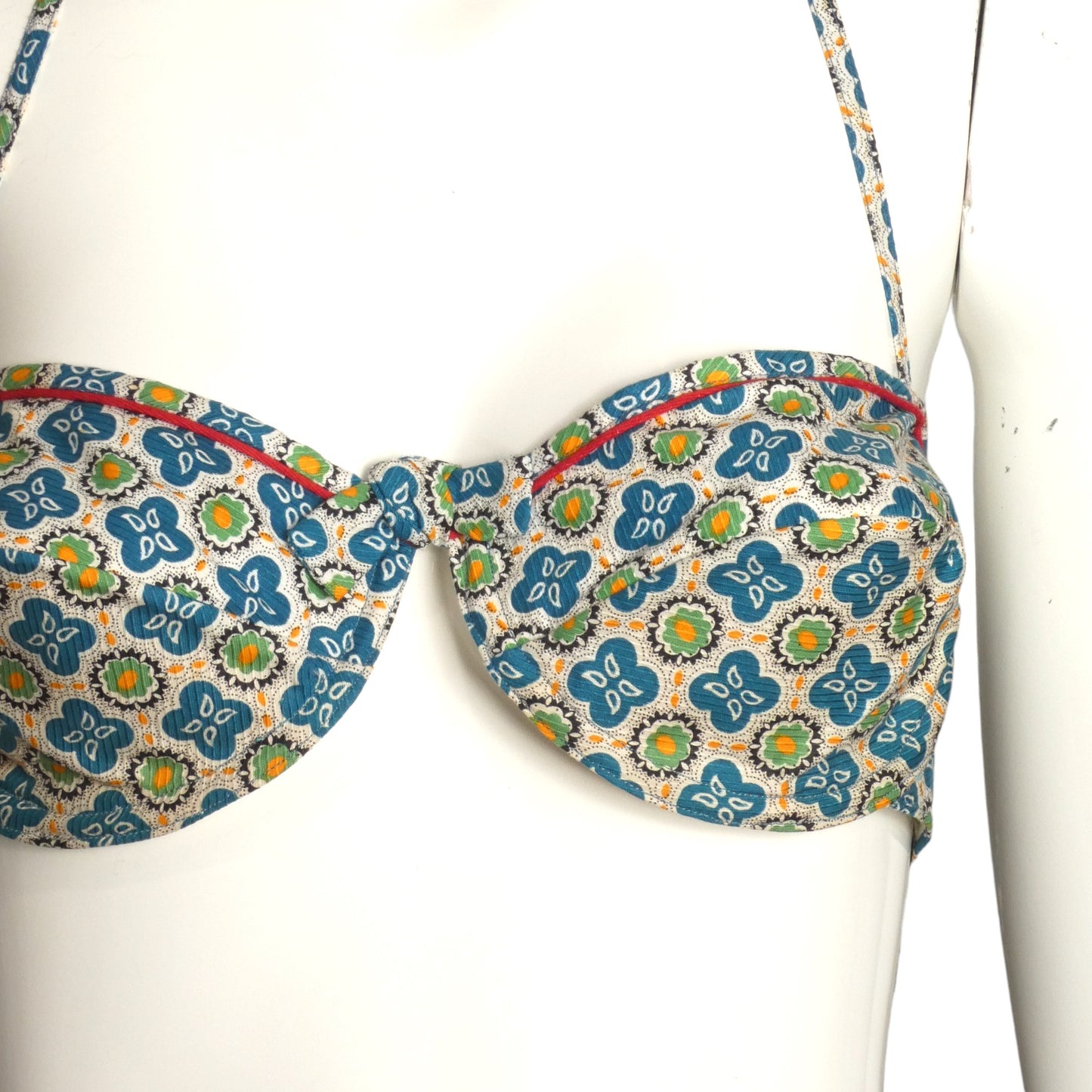 1950s 2pc Multi Color Cotton Swimsuit, Size 4