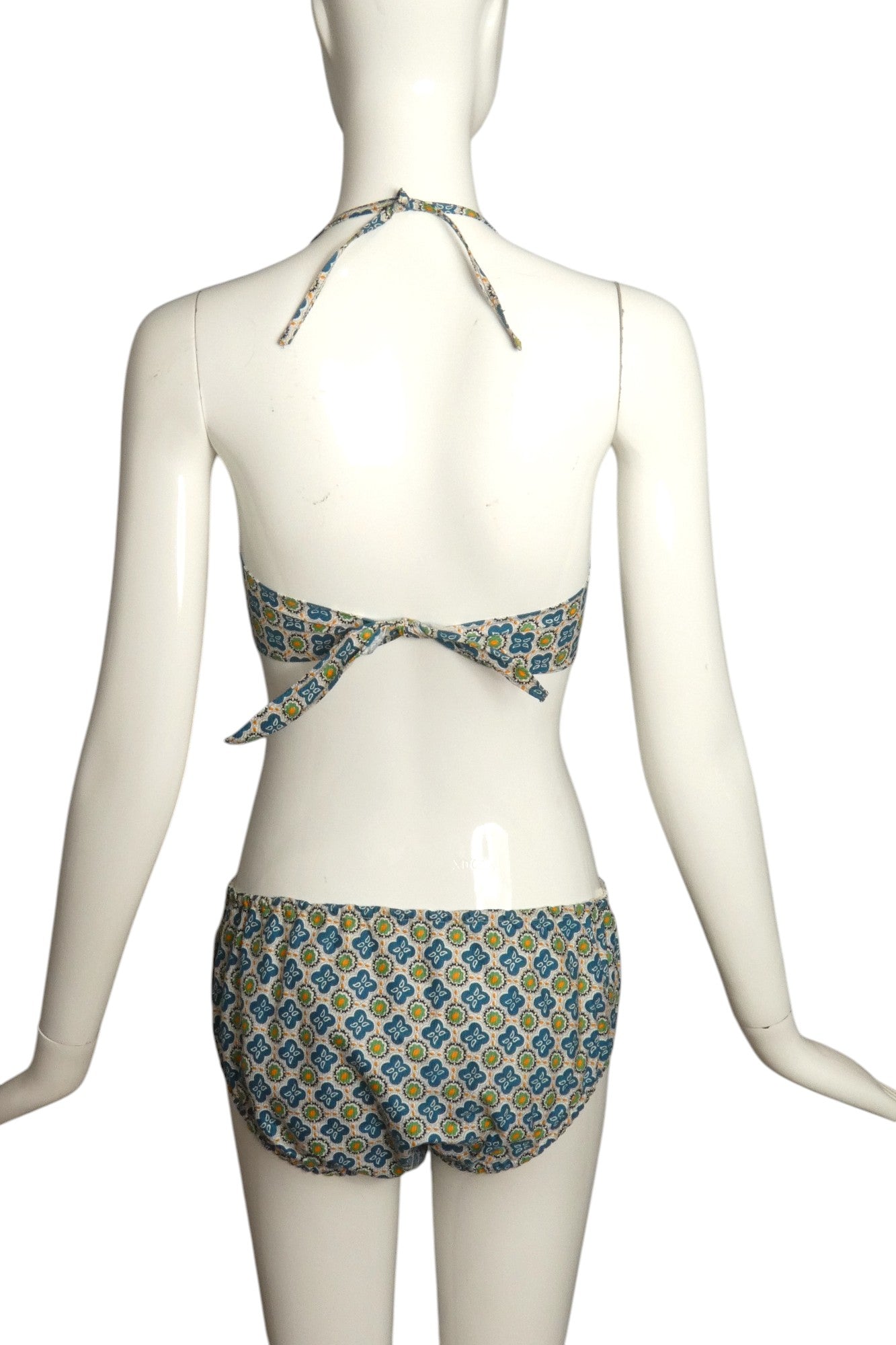 1950s 2pc Multi Color Cotton Swimsuit, Size 4