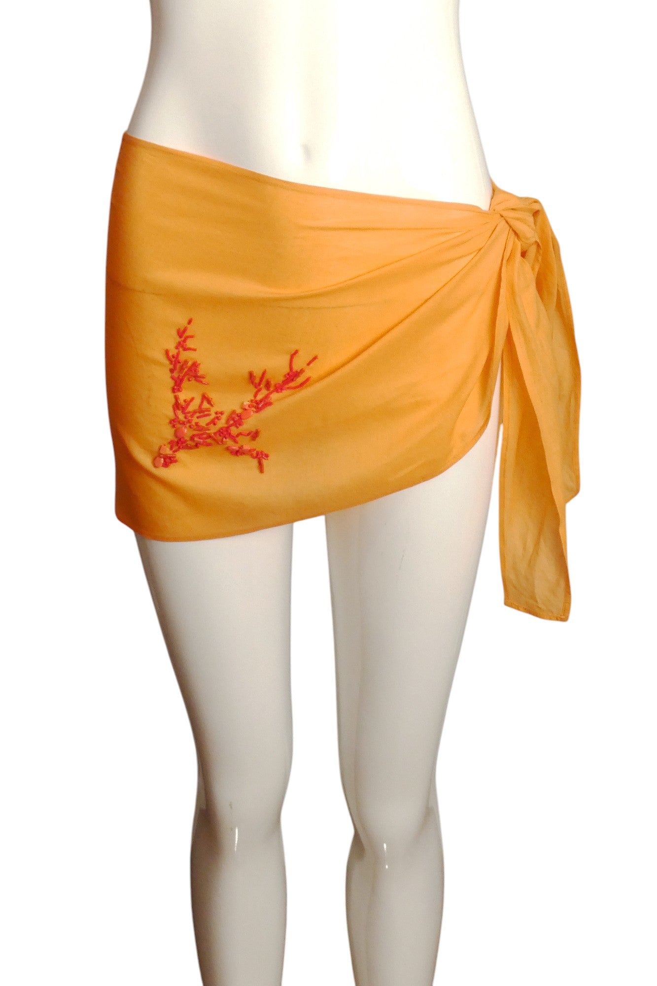 CHRISTIAN DIOR- Orange Sequin Batiste Sarong Skirt, Size 6