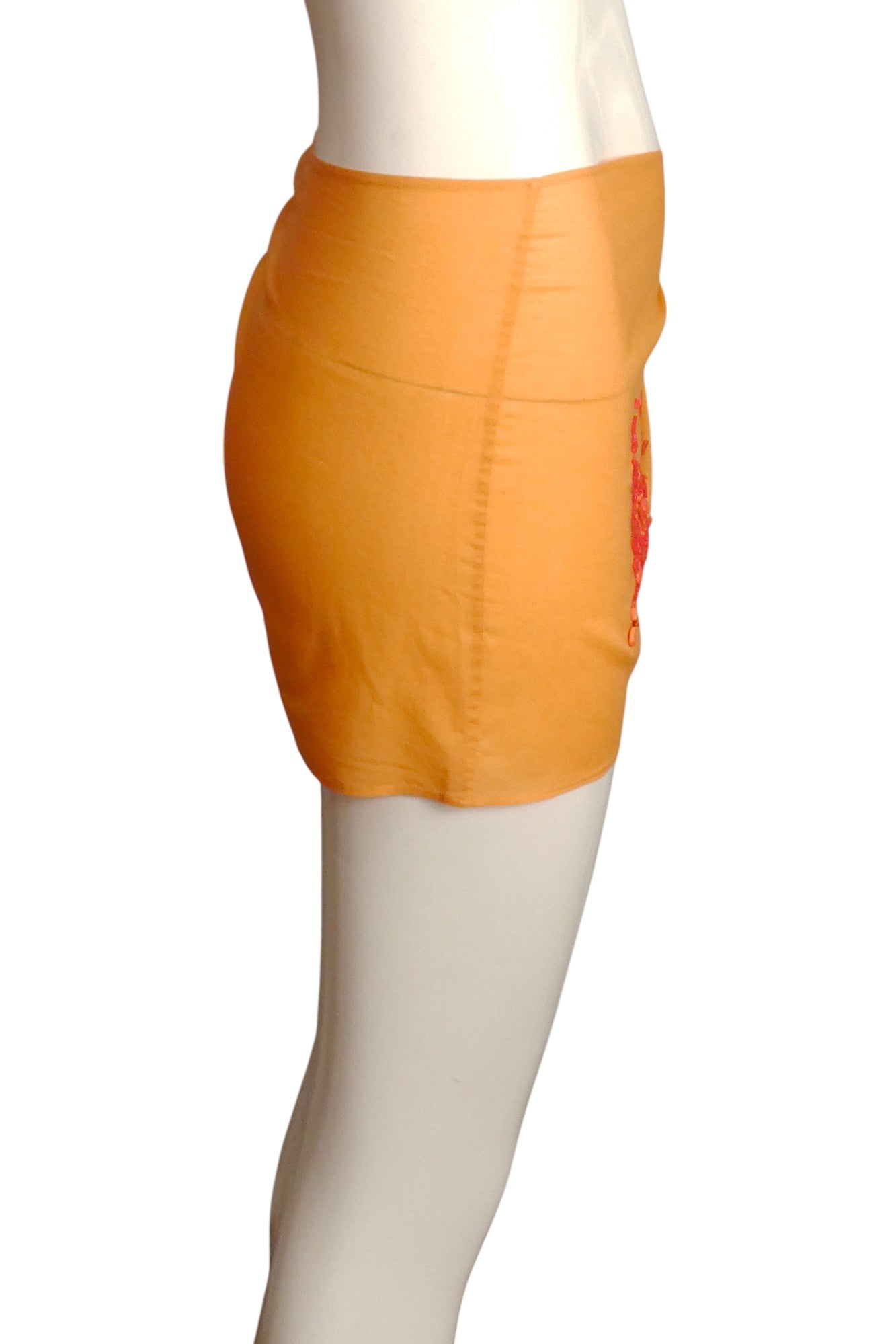 CHRISTIAN DIOR- Orange Sequin Batiste Sarong Skirt, Size 6