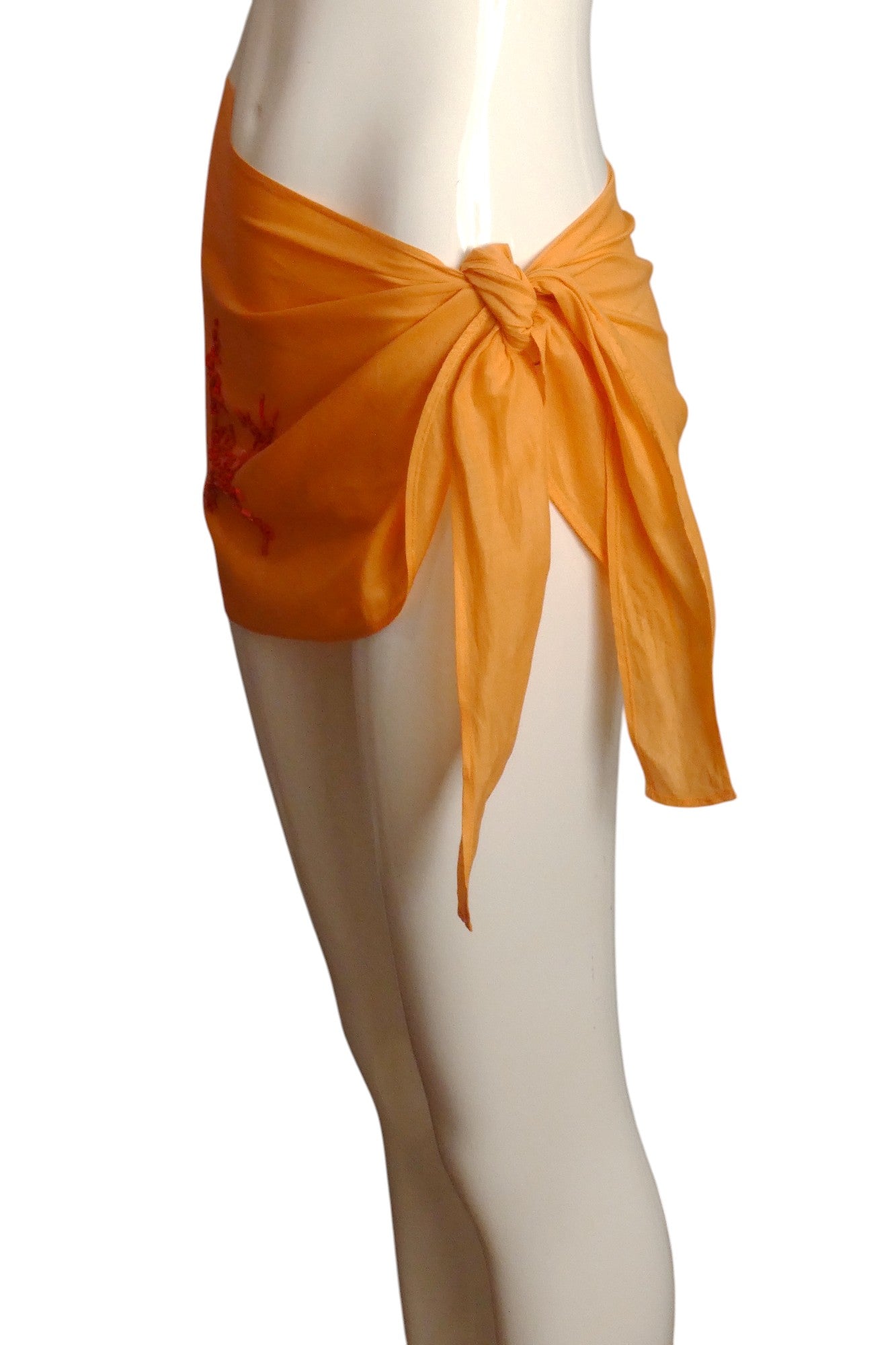 CHRISTIAN DIOR- Orange Sequin Batiste Sarong Skirt, Size 6