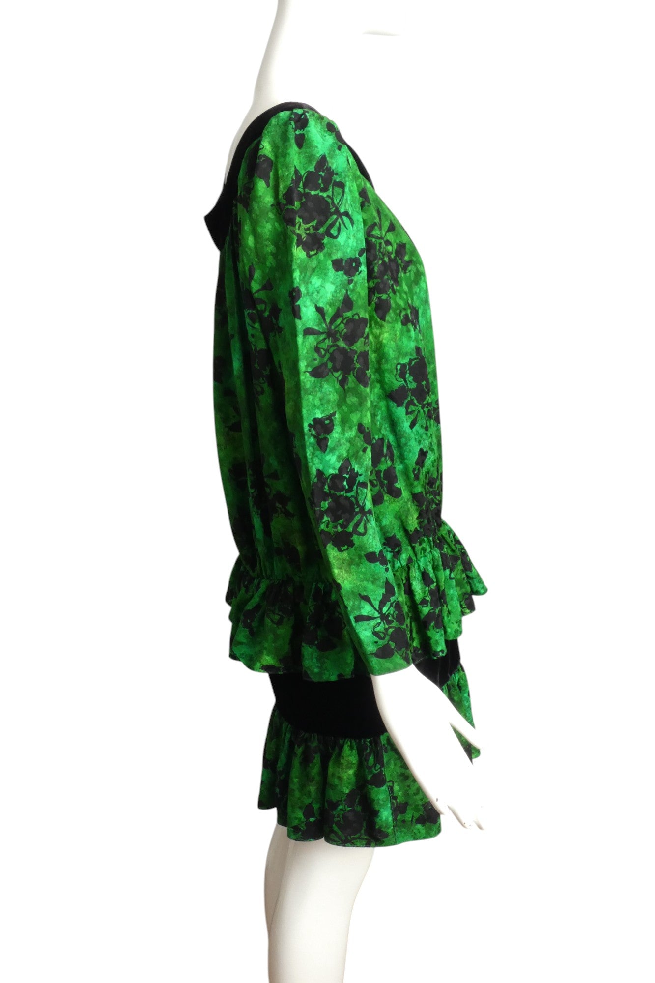 YVES SAINT LAURENT- 1980s Siik & Velvet Jacquard Dress, Size 6