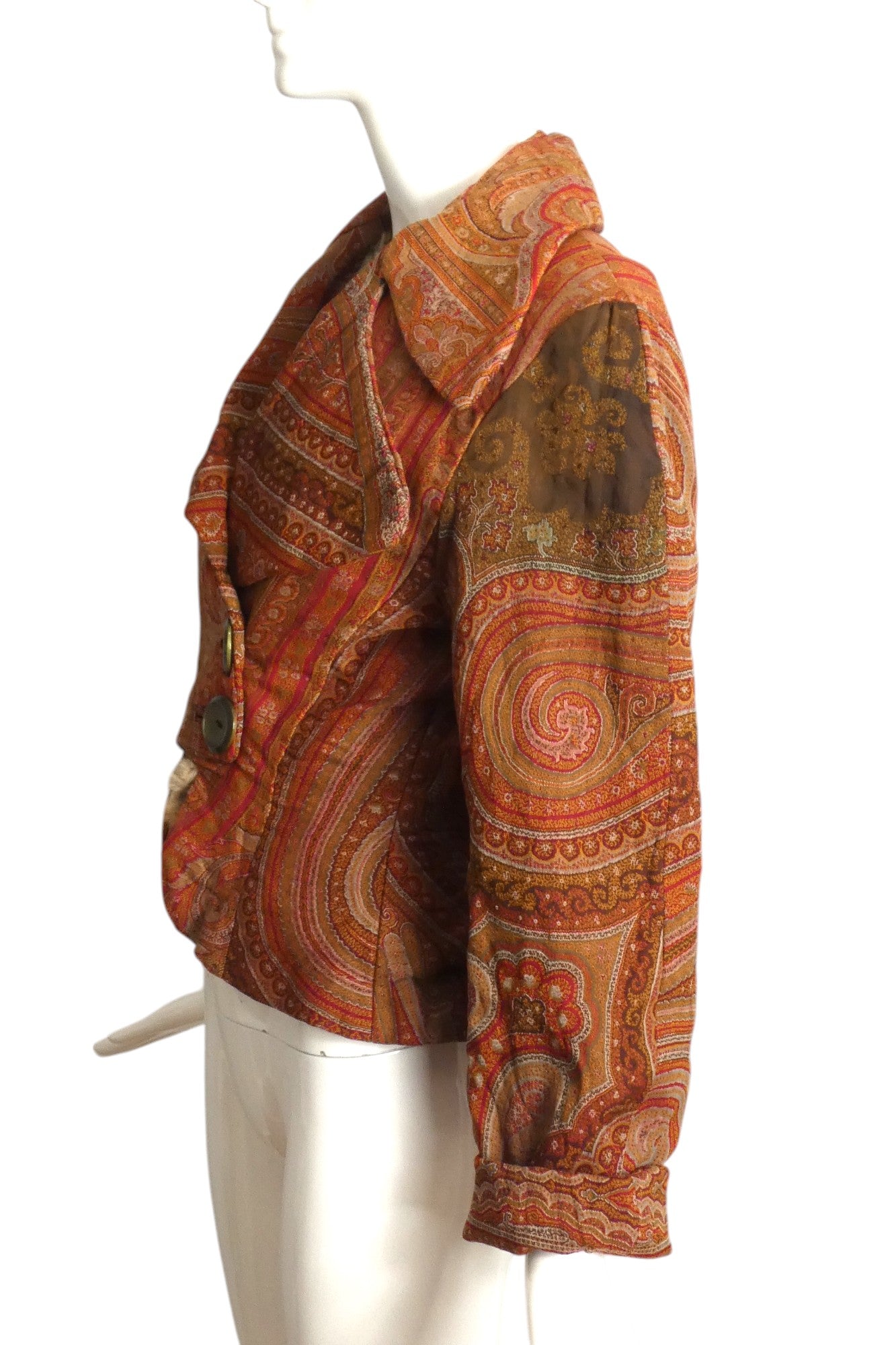 Victorian Paisley & Fur Bolero Jacket, Size 4