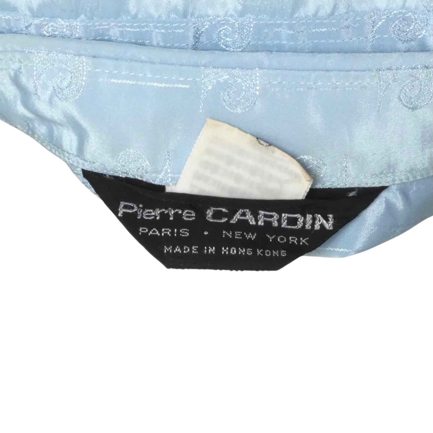 PIERRE CARDIN- 1980s Blue Jacquard L/S Blouse, Size 8