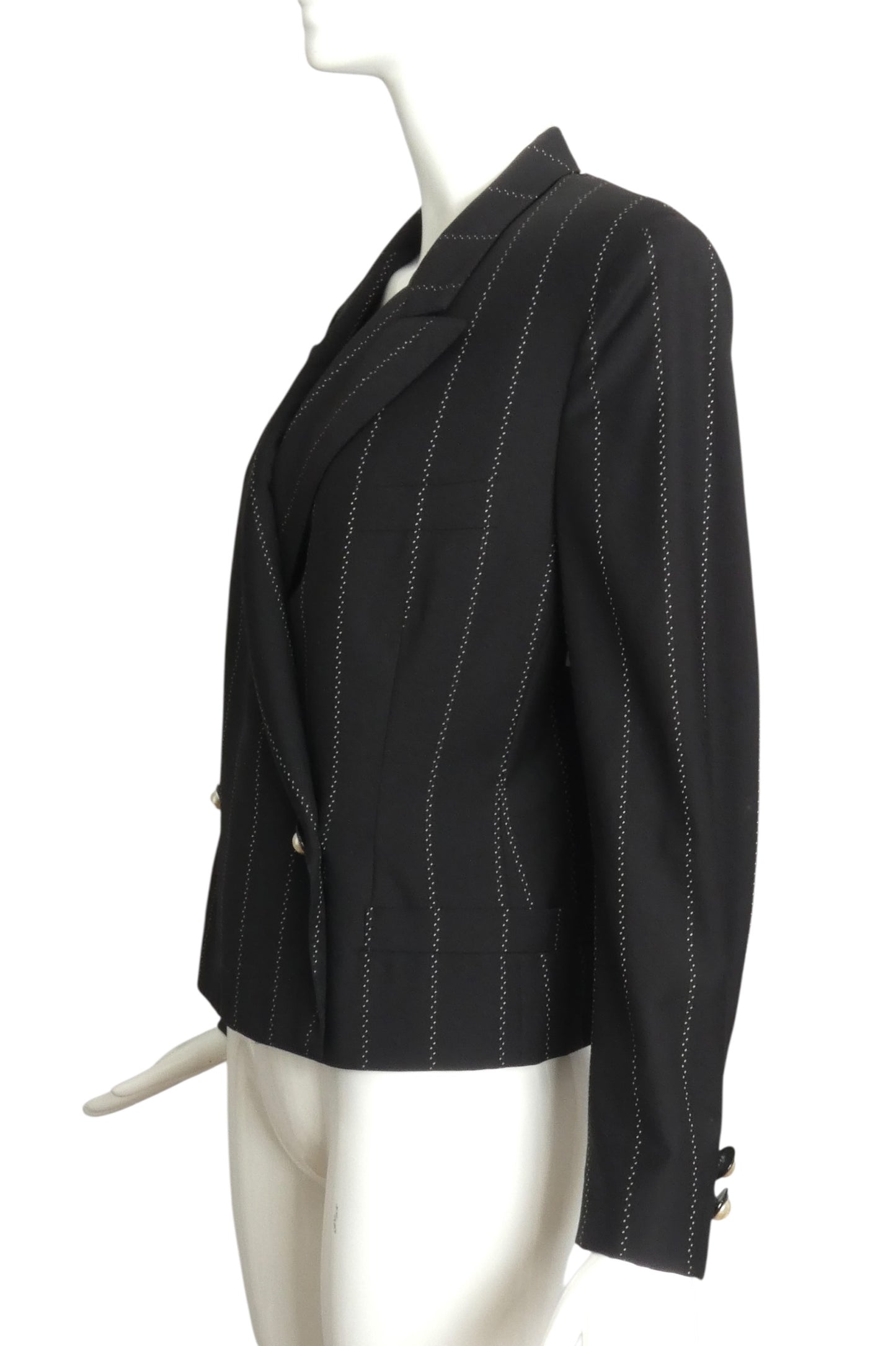 GIANNI VERSACE- 1980s Double Breast Wool Stripe Blazer, Size 8