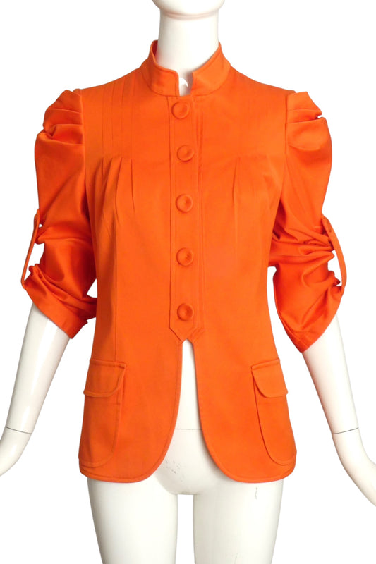 VERSACE- Orange Pleated Cotton Jacket, Size 6