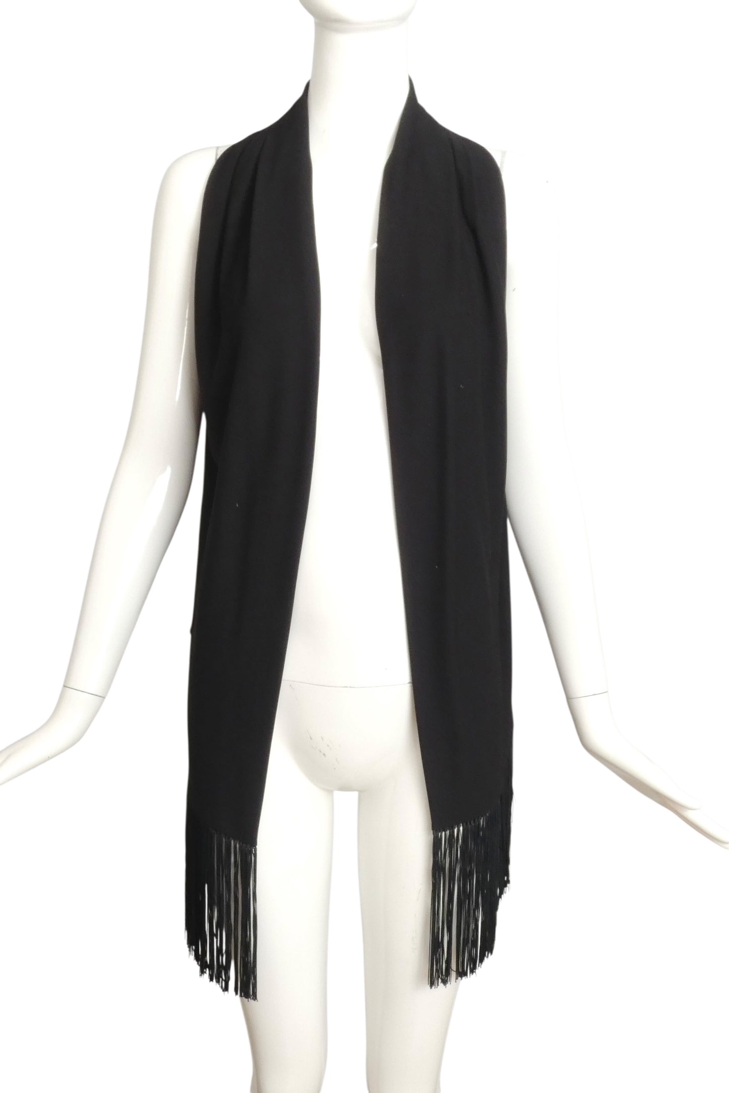 HERMES- 2008 Black Fringed Silk Knit Vest, Size 8