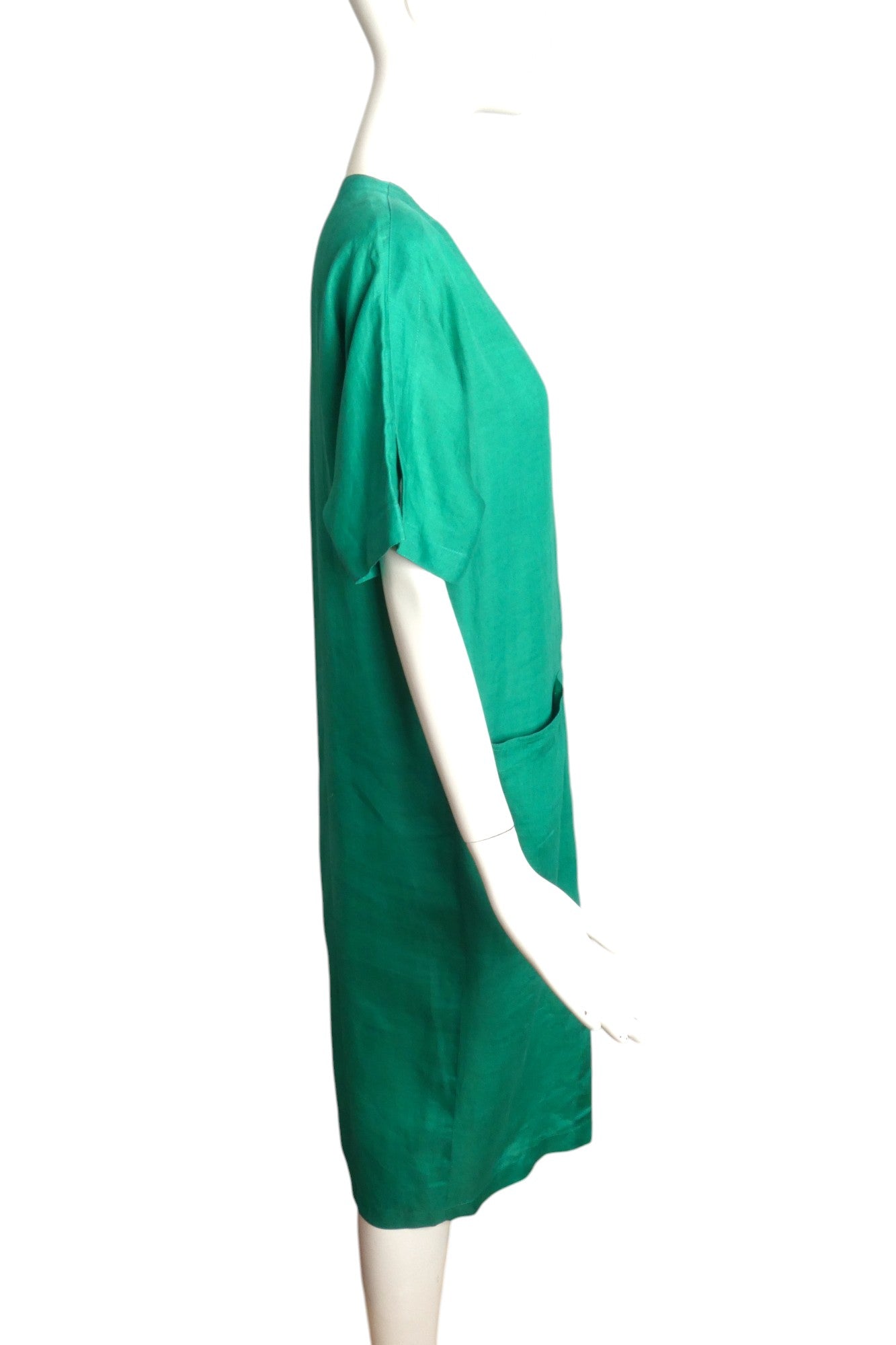 GIANNI VERSACE- 1985 Green Linen Dress, Size 6