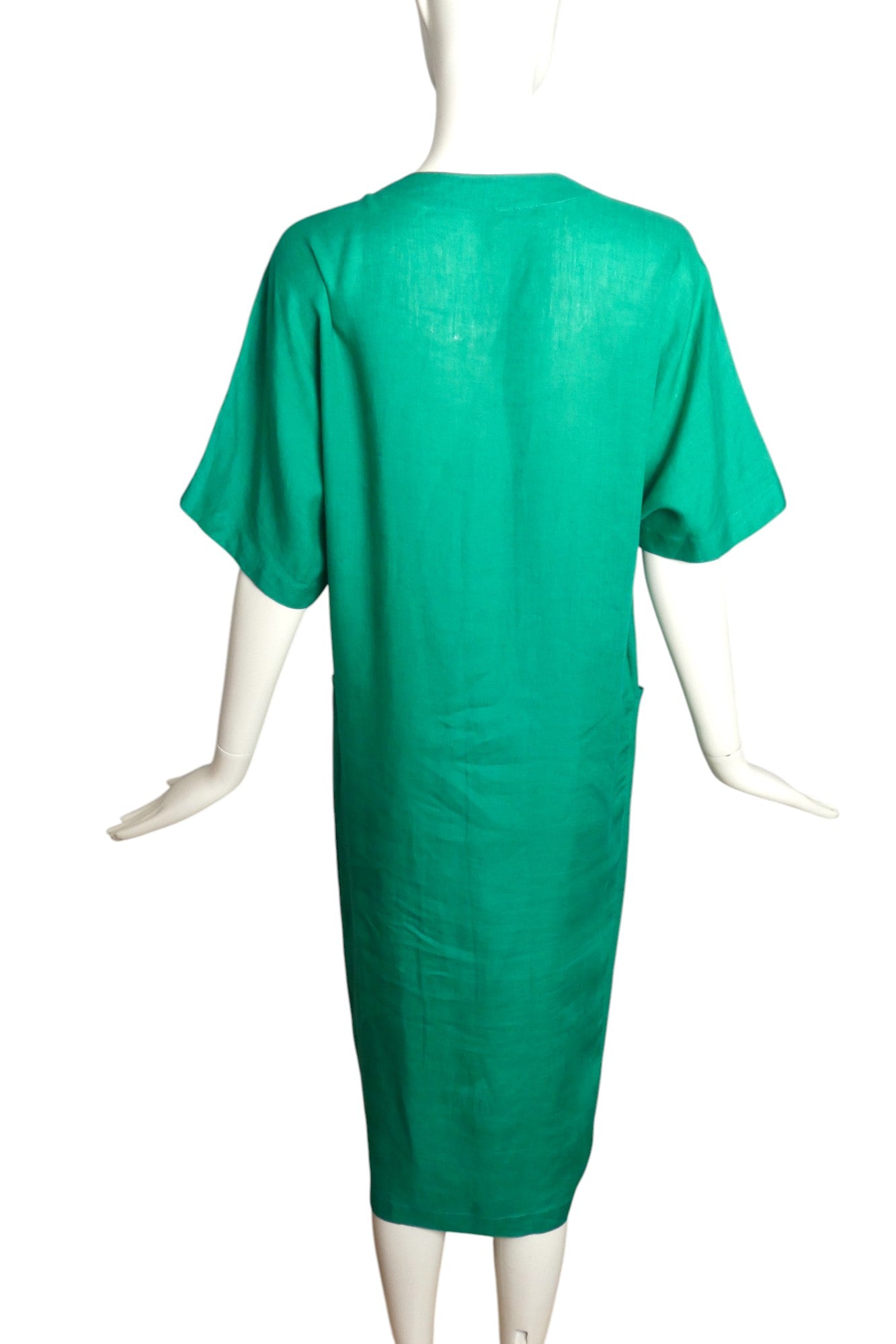 GIANNI VERSACE- 1985 Green Linen Dress, Size 6