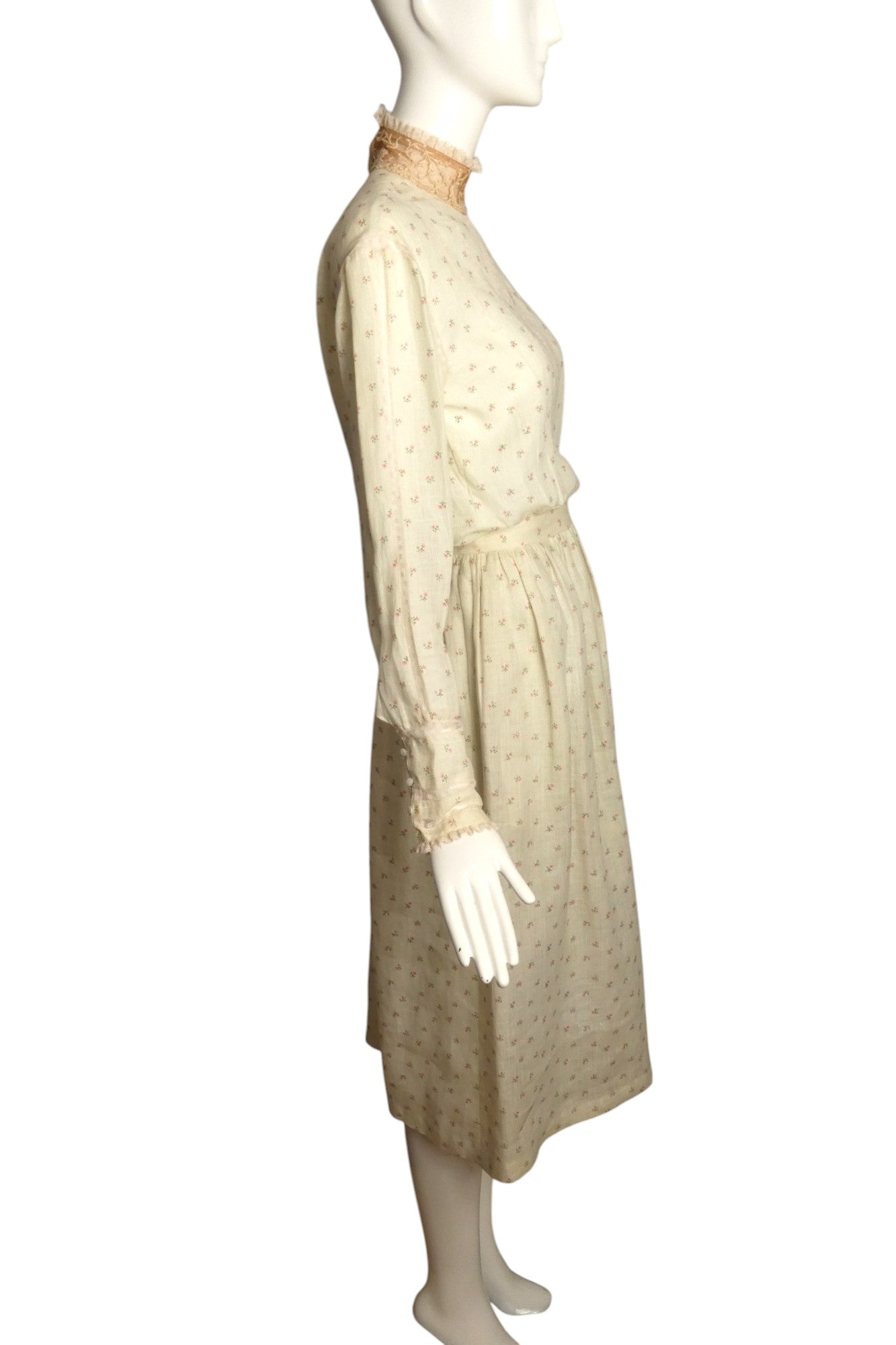 RALPH LAUREN - 1980s 2pc Floral Print Linen Dress, Size 8