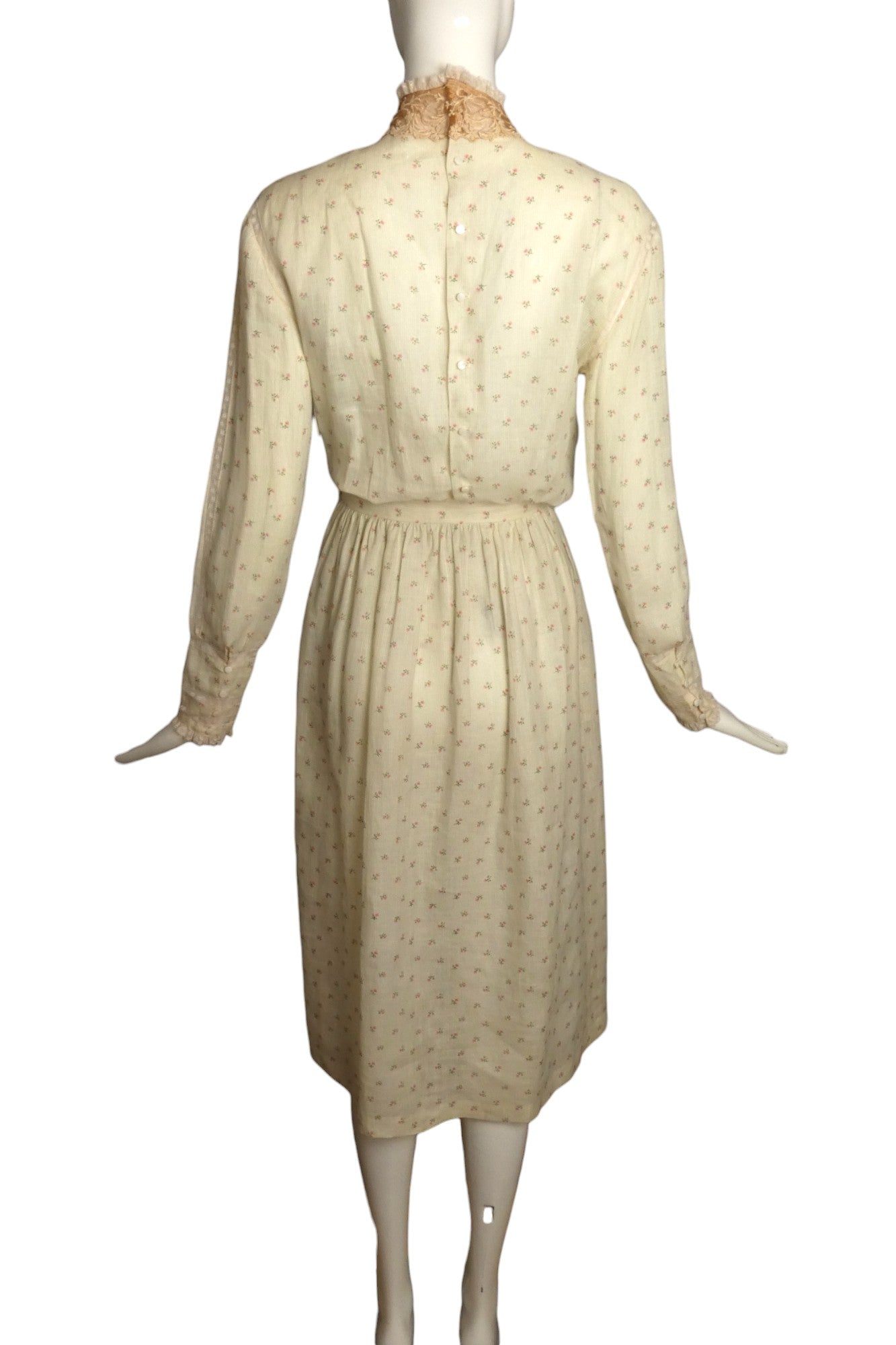 RALPH LAUREN - 1980s 2pc Floral Print Linen Dress, Size 8