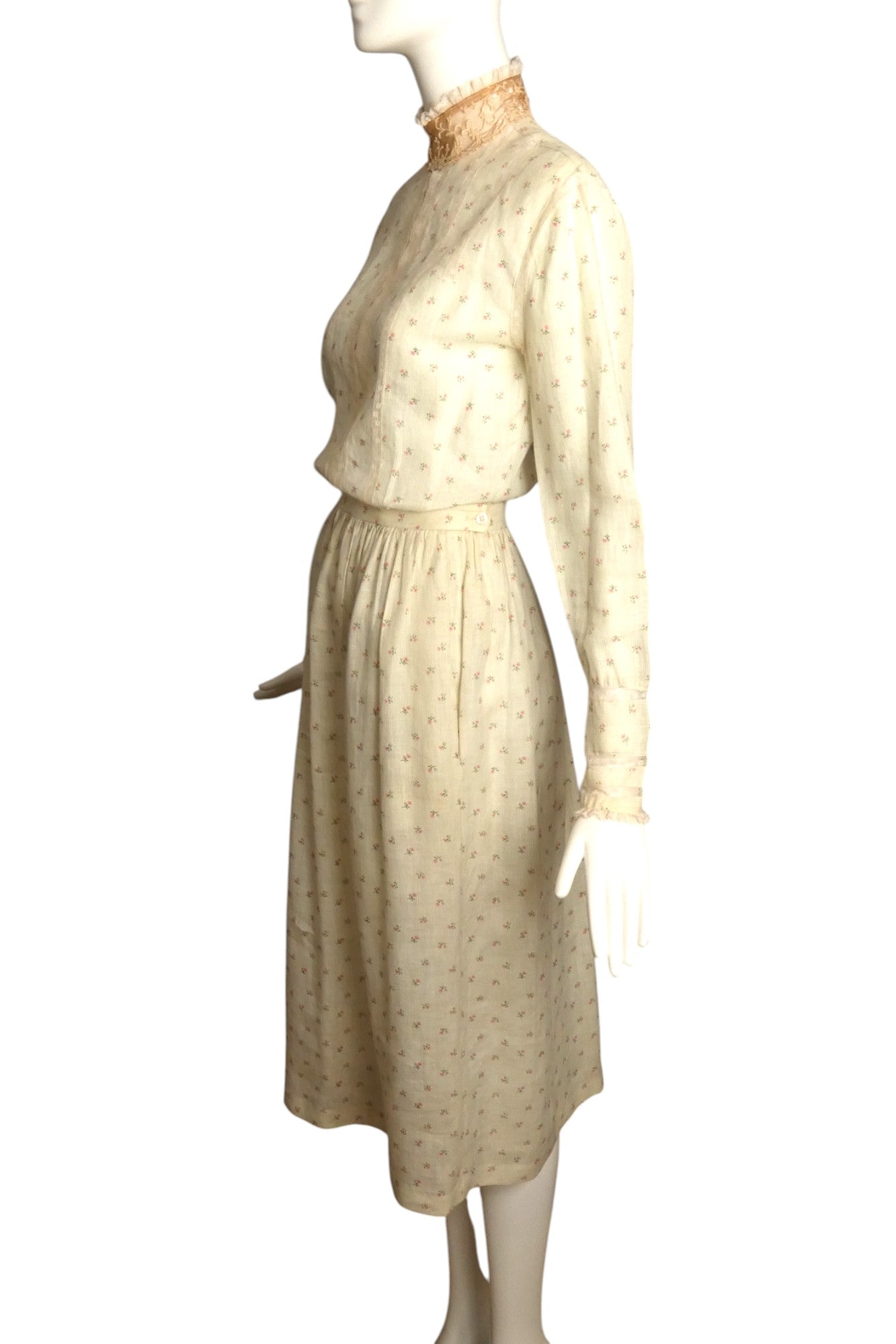 RALPH LAUREN - 1980s 2pc Floral Print Linen Dress, Size 8
