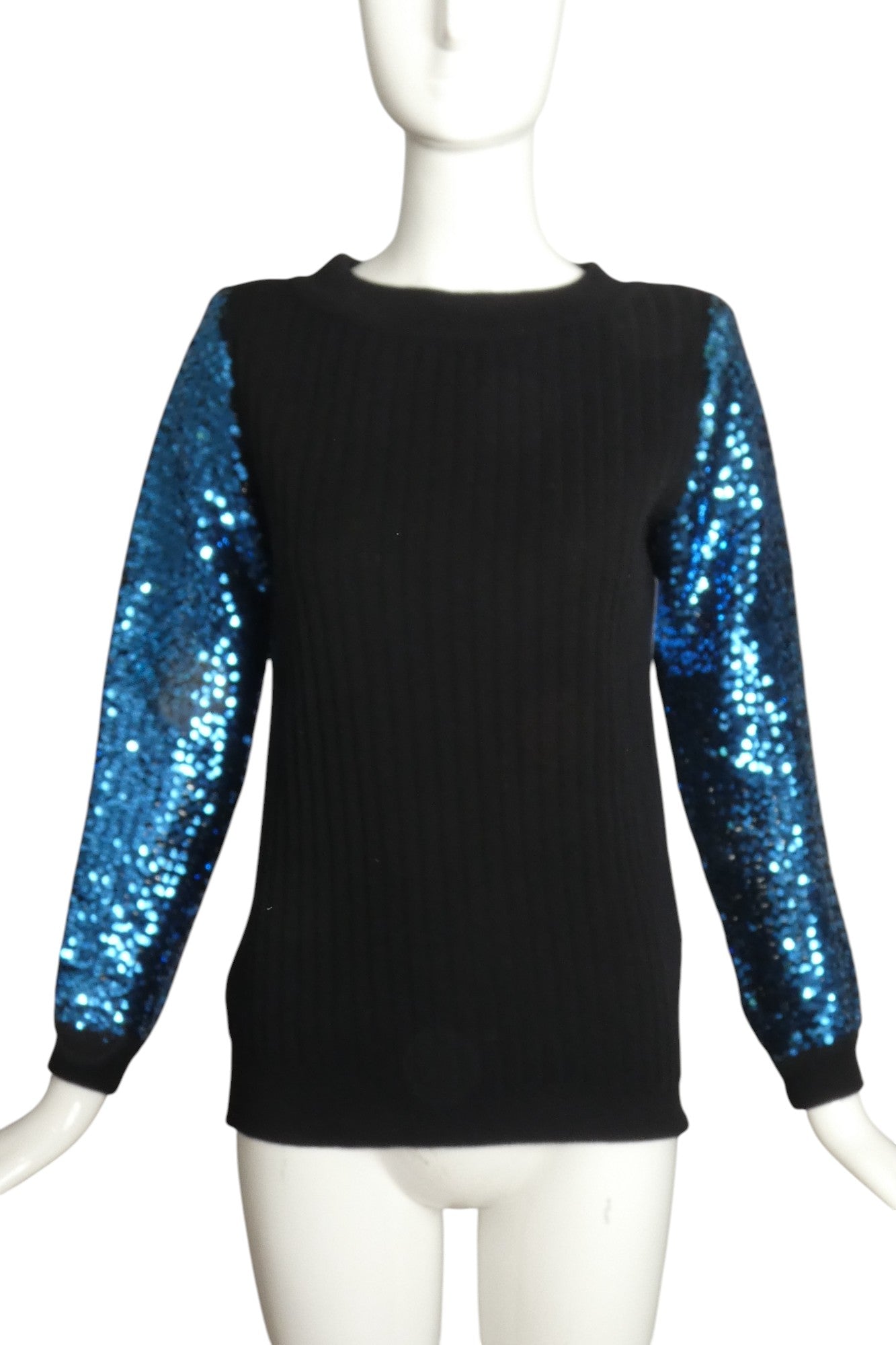 SAINT LAURENT- 1970s Sequin & Wool Sweater, Size 6