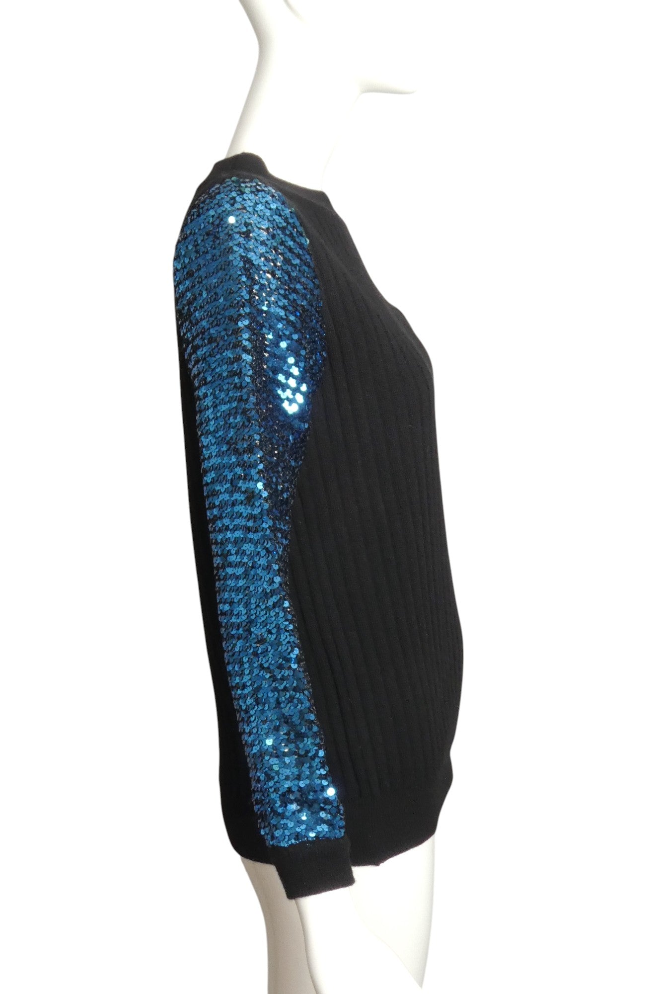 SAINT LAURENT- 1970s Sequin & Wool Sweater, Size 6
