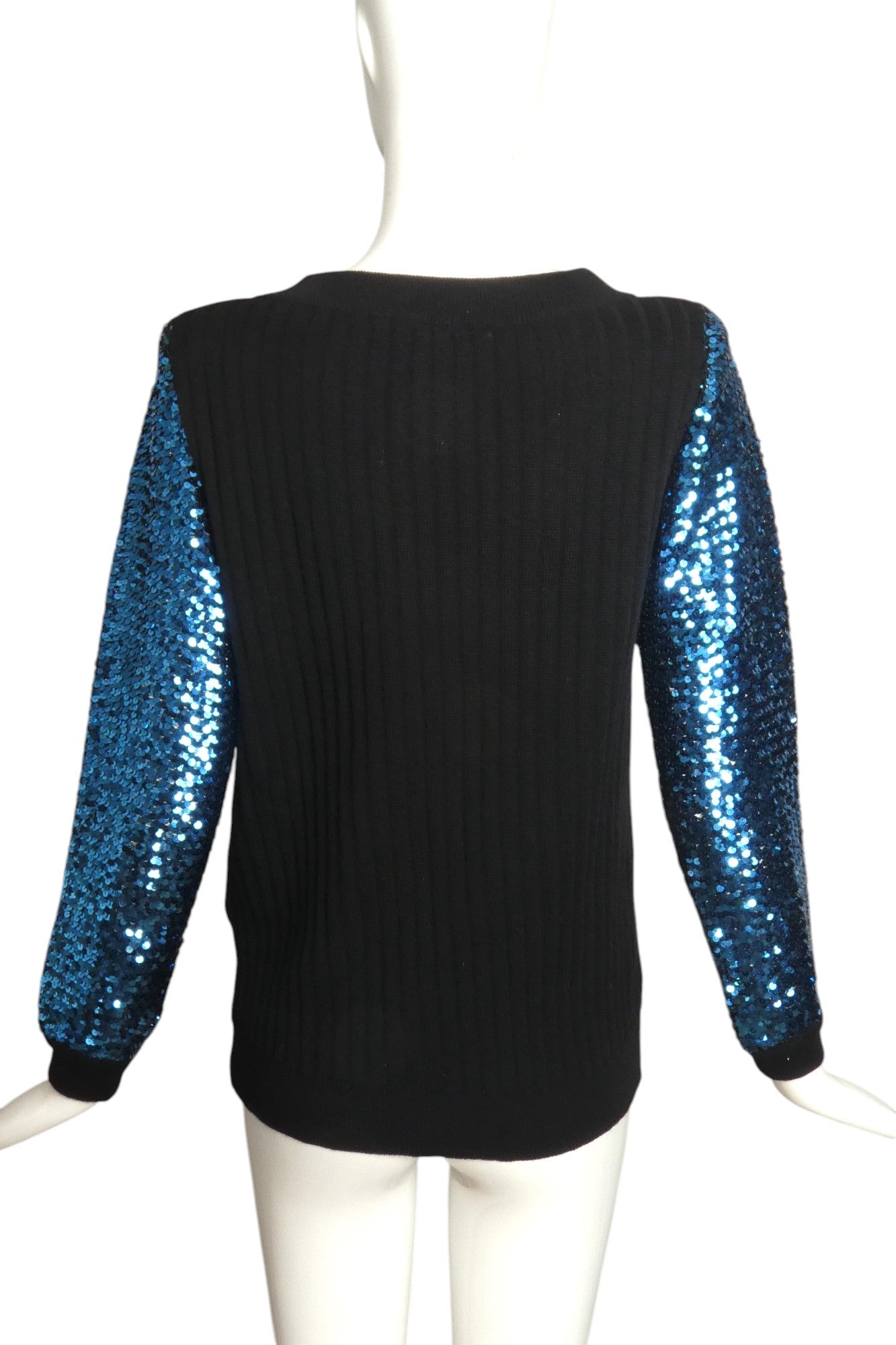 SAINT LAURENT- 1970s Sequin & Wool Sweater, Size 6
