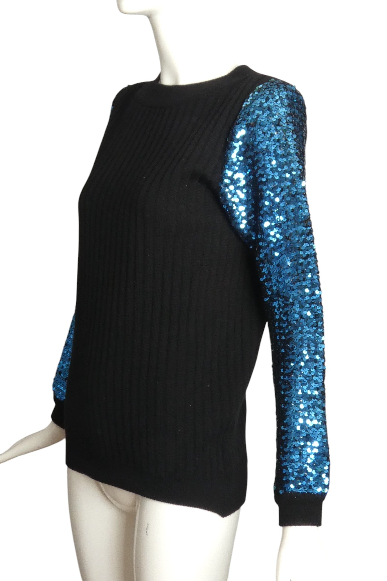 SAINT LAURENT- 1970s Sequin & Wool Sweater, Size 6