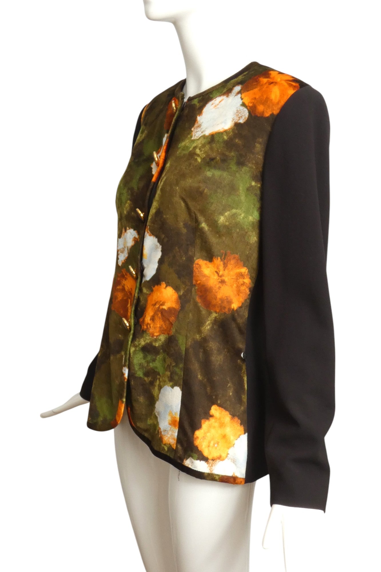 CHRISTIAN DIOR- 1990s Floral Velvet & Crepe Jacket, Size 6