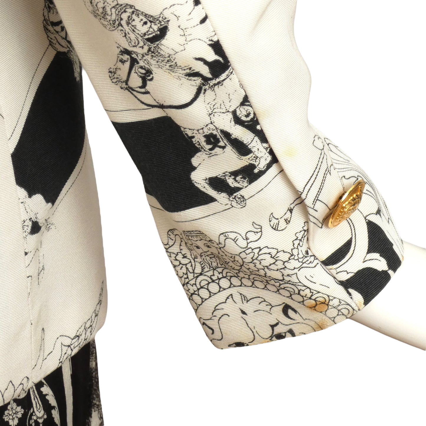 1980s Rayon Print Skirt Suit, Size 4