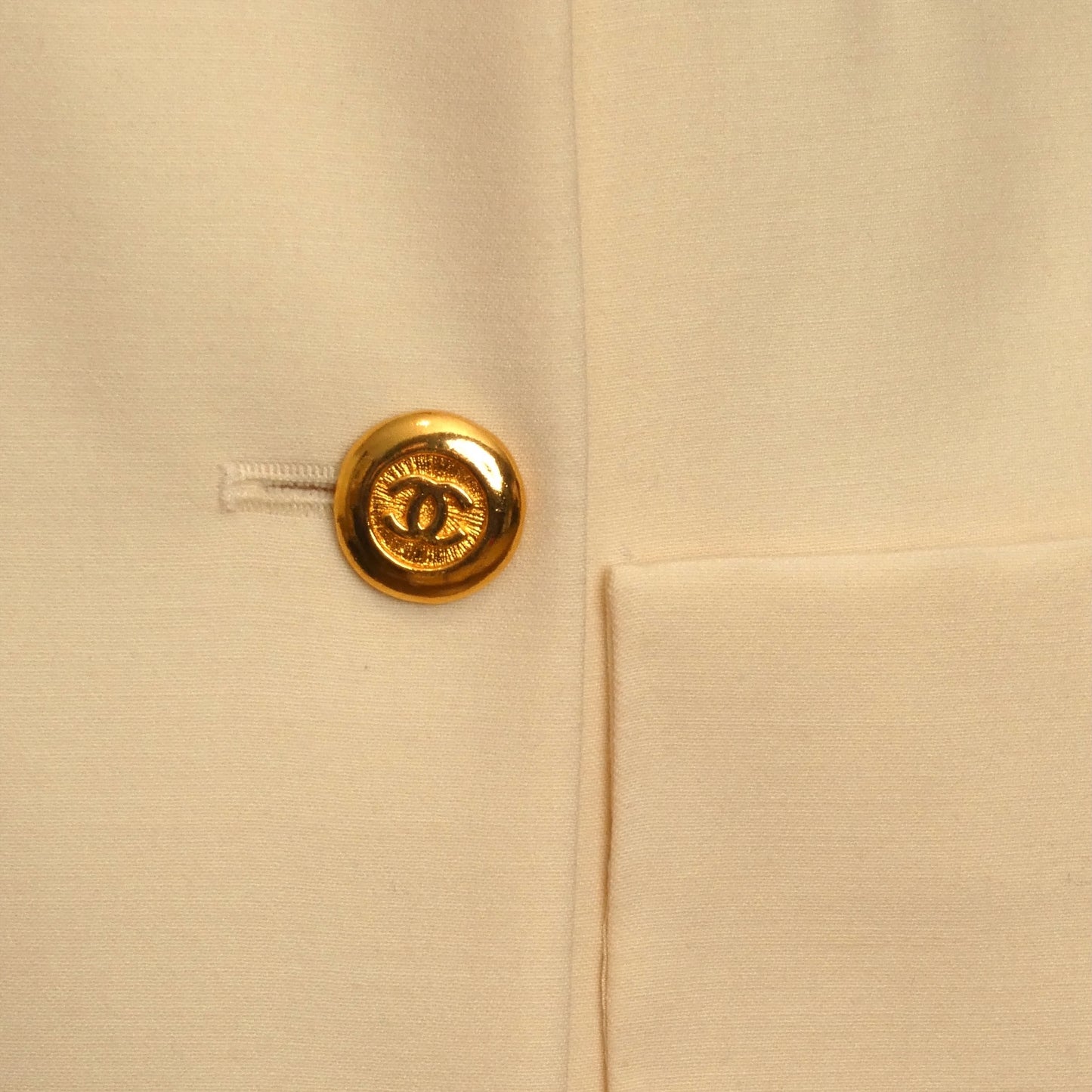 CHANEL- AS IS 1980s Ivory Double Breast Jacket, Size 8
